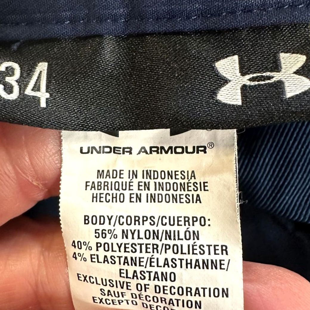 Under Armour Under Armour Golf Shorts Mens 34 Blue Pinstripe Nylon Blend Performance Stretch Size US 34 / EU 50 - 3 Thumbnail