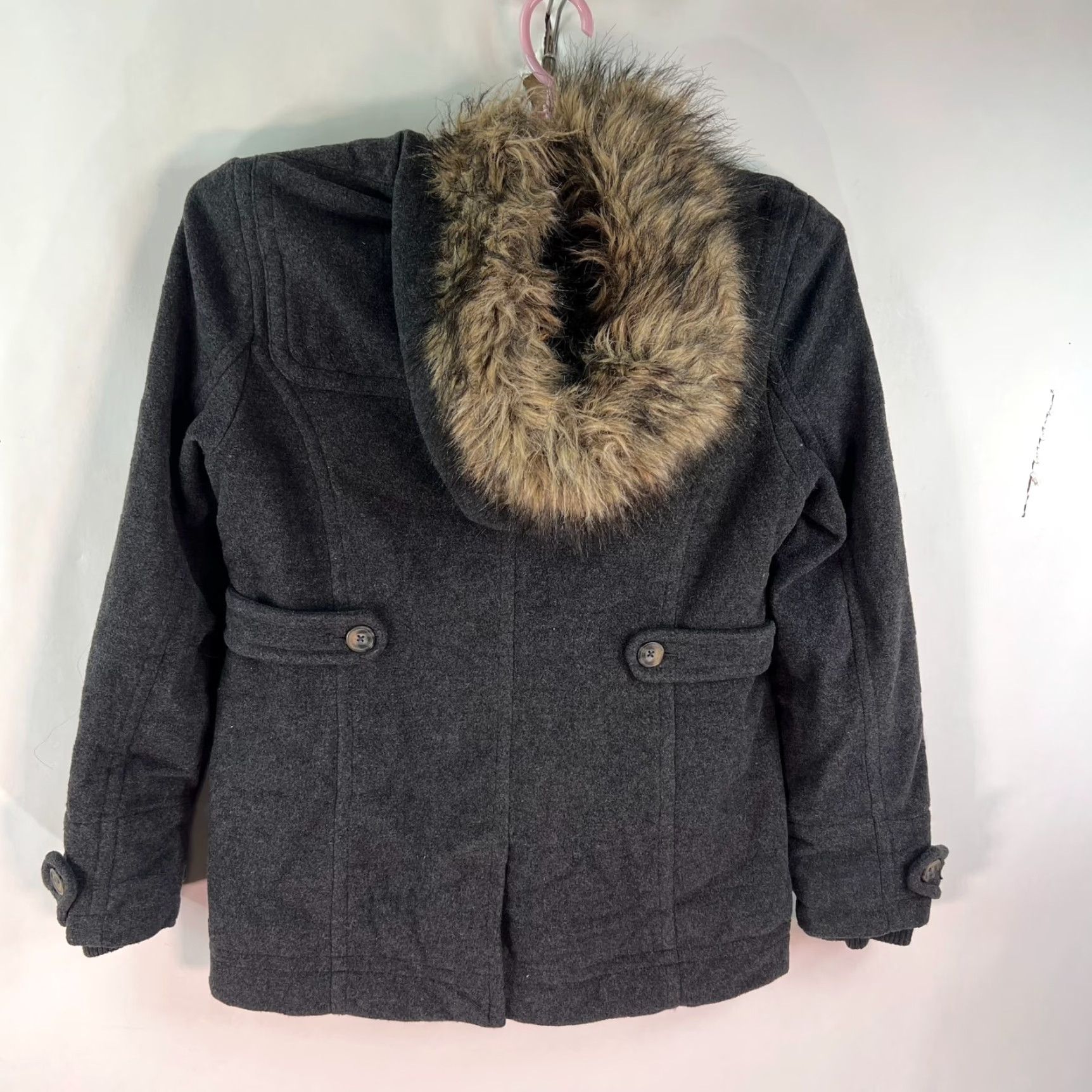 Vintage Vintage Aéropostale Wool Blend Hooded Faux Fur Jacket Womens Size XL Gray Size XL / US 12-14 / IT 48-50 - 5 Thumbnail
