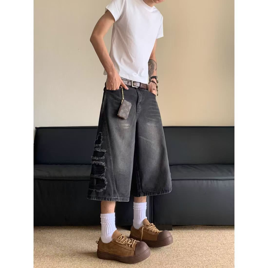 Japanese Brand × Jean American street retro washed denim shorts y2k Size US 32 / EU 48 - 2 Thumbnail
