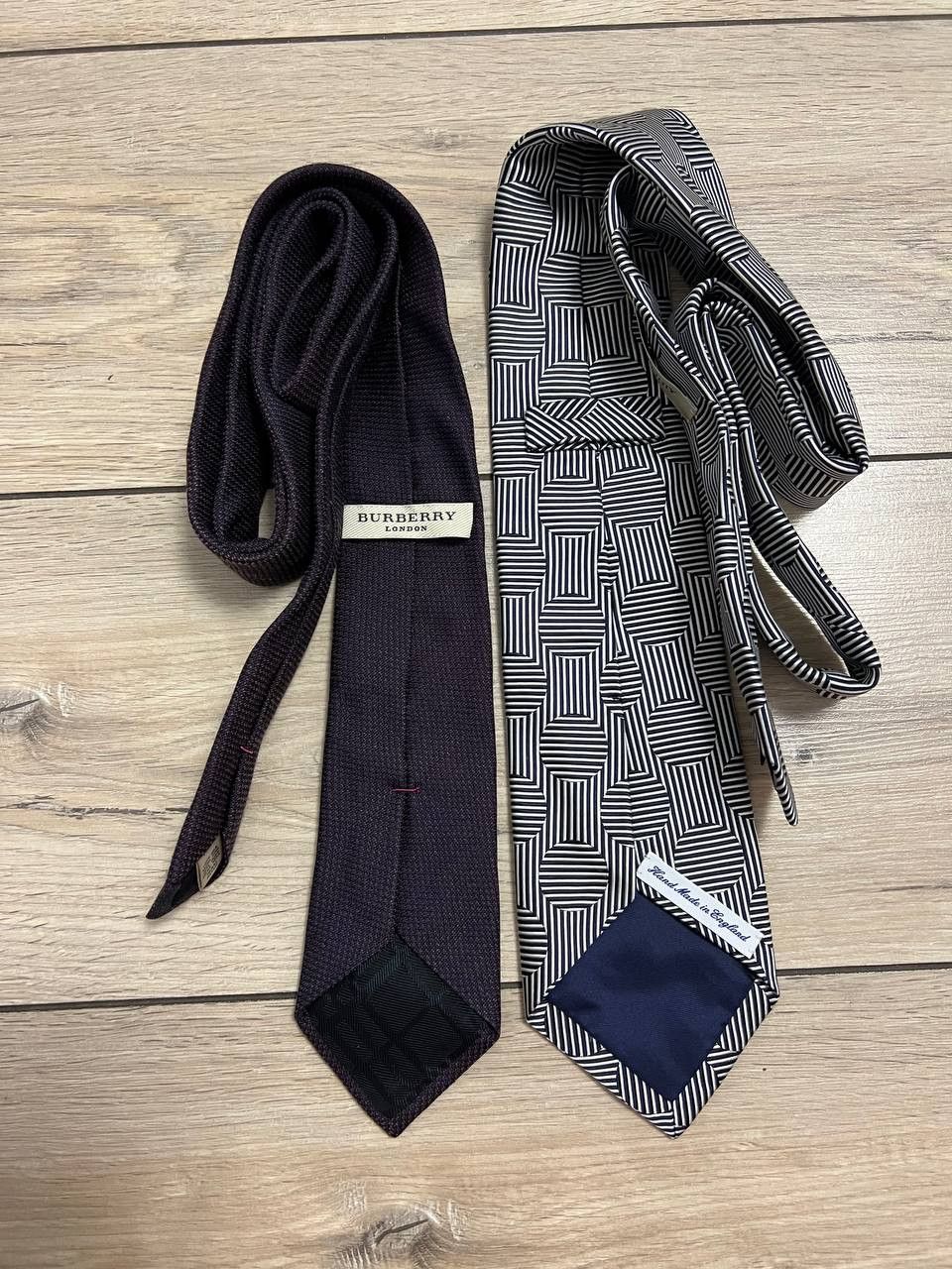 Burberry Lot of 2 Burberry London Tie Ties Hand Made Luxury Size ONE SIZE - 2 Thumbnail