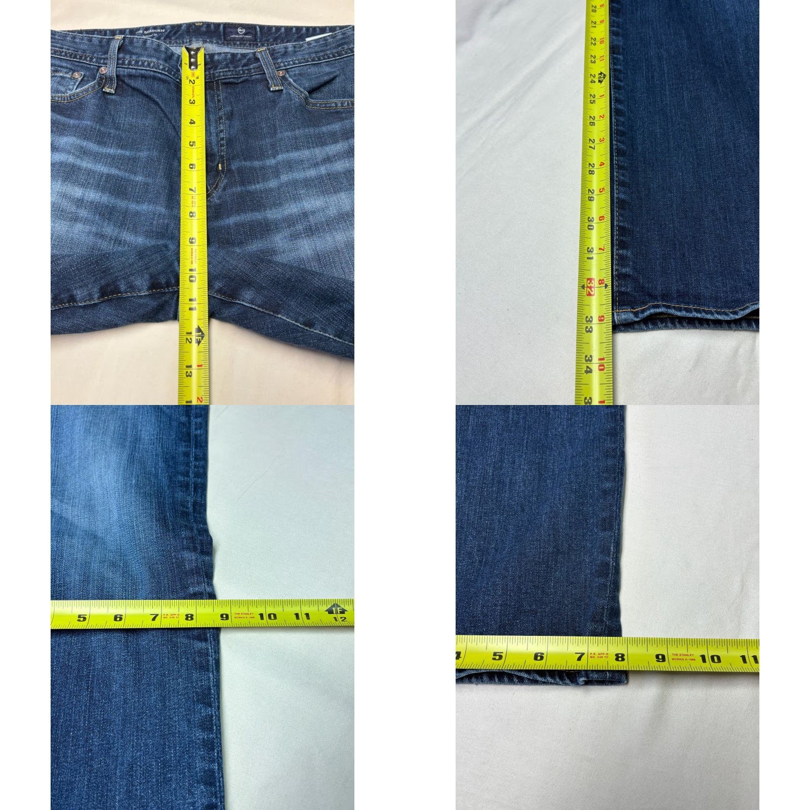 Vintage AG Adriano Goldschmied The Graduate Jeans Blue 36x34 Regular Straight Denim 5-Pocket Mens Size US 36 / EU 52 - 9 Thumbnail