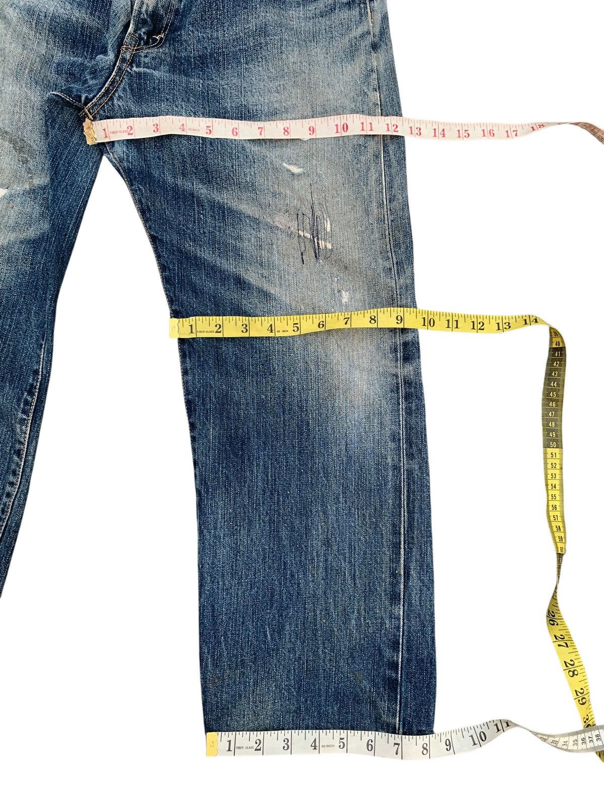 Edwin VINTAGE EDWIN 505 SELVEDGE FADED & RUSTY DISTRESSED DENIM Size US 32 / EU 48 - 20 Thumbnail
