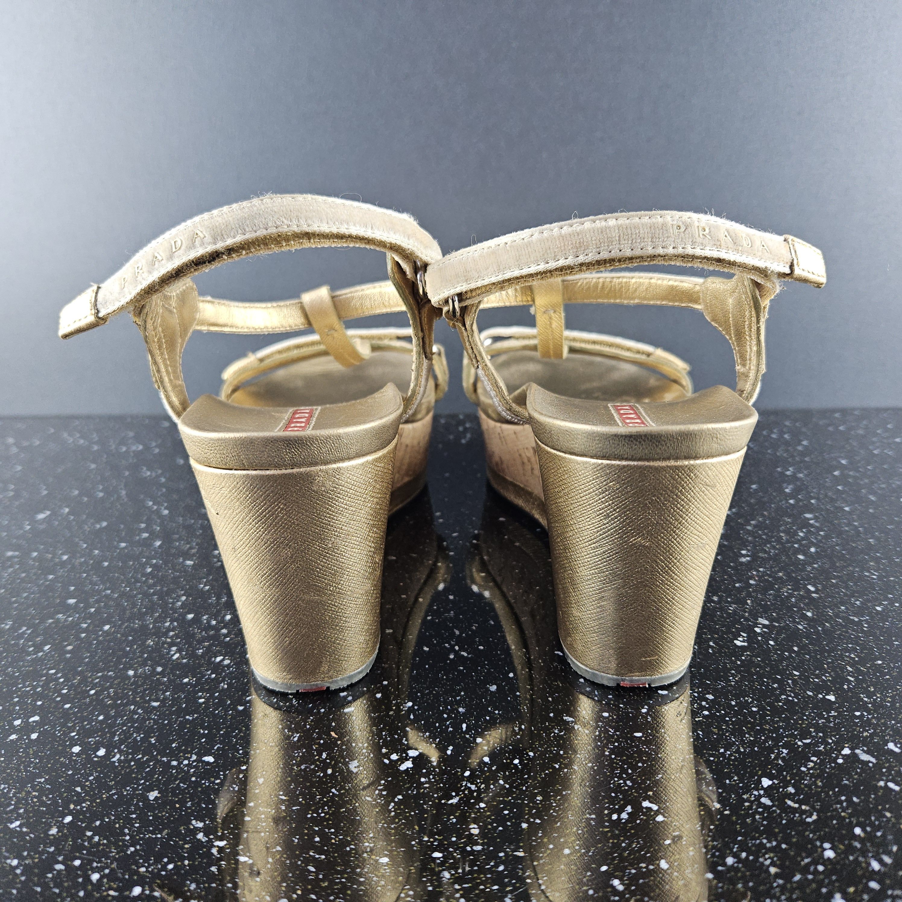 Prada Prada gold platform sandals Cork Sz 39.5 Size US 9.5 / IT 39.5 - 5 Thumbnail