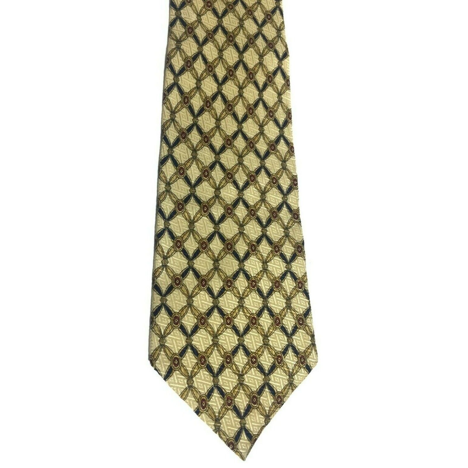 Countess Mara Countess Mara USA Yellow Geometric 100% Silk Necktie Tie Size ONE SIZE - 5 Thumbnail