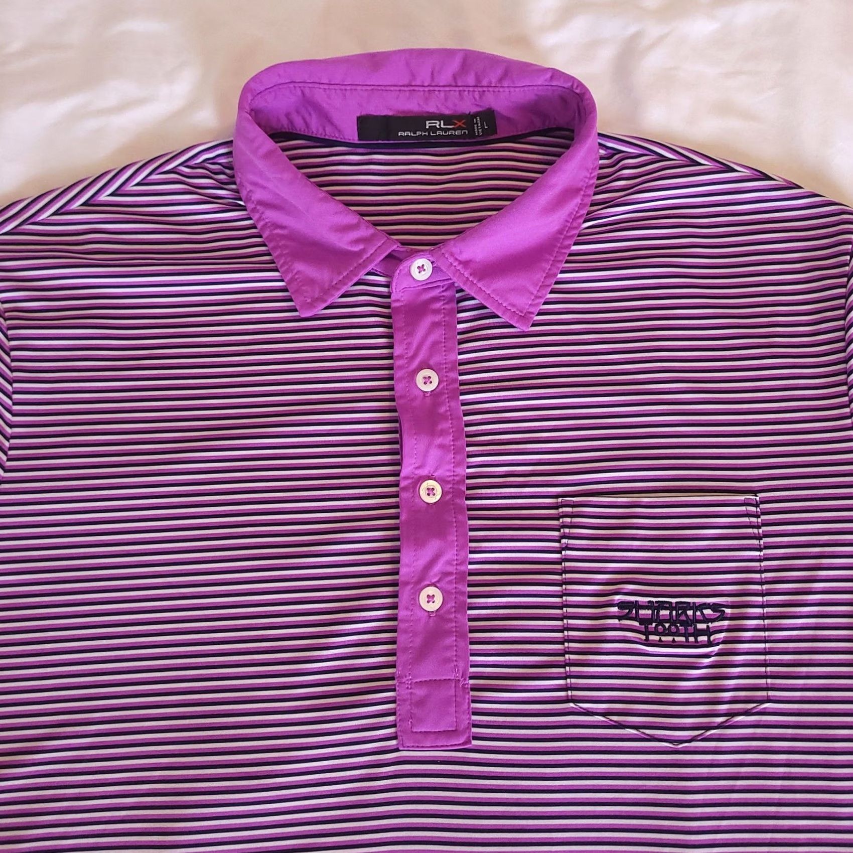 Ralph Lauren VINTAGE RLX Ralph Lauren Polo Shirt Mens Large Striped Sharkstooth Golf Performance Size US L / EU 52-54 / 3 - 2 Thumbnail