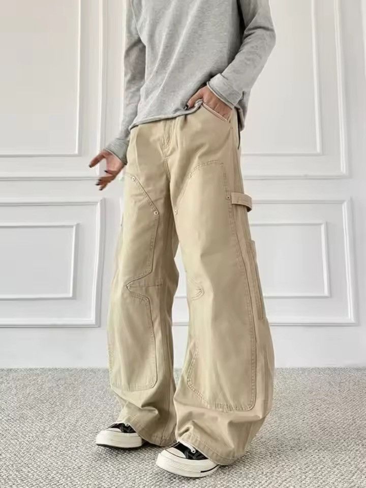 Japanese Brand Double Knee Work Pants – Wide Leg Baggy Carpenter Trousers Size US 26 / EU 42 - 4 Thumbnail