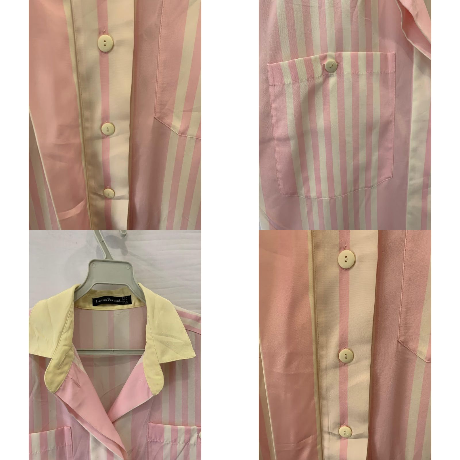 Louis Feraud VINTAGE Louis Feraud Shirt Dress Pink Cream Grey Midi US 4 Womens 1980s 1990s Striped Pattern Size S / US 4 / IT 40 - 8 Thumbnail