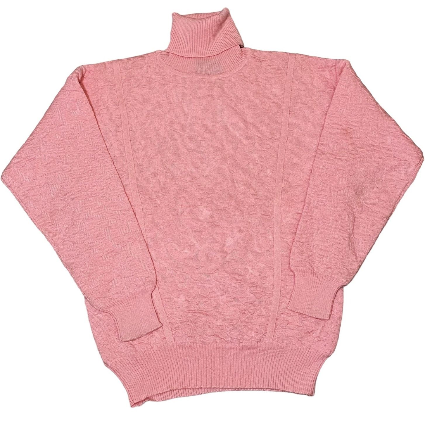 Vintage Tyrolia Textured Knit Turtleneck Sweater Baby Pink Medium Size M / US 6-8 / IT 42-44 - 1 Thumbnail