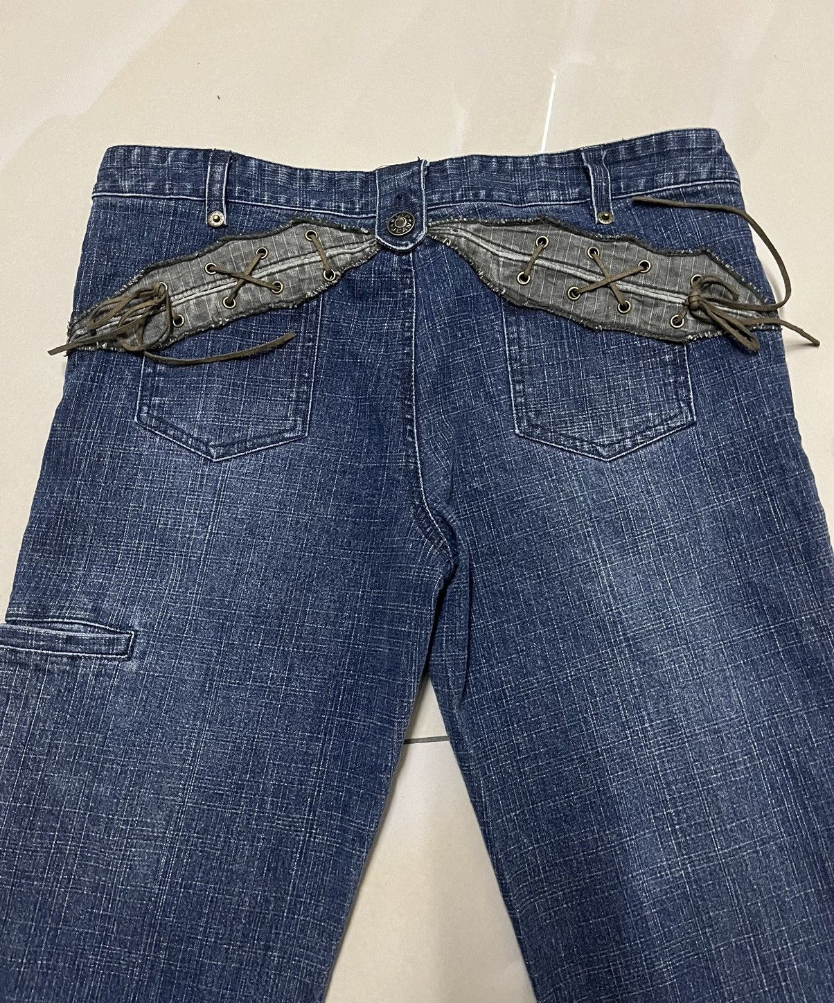 Tornado Mart Flare Jeans Slip jean drawstring pocket low rise bootcut Size US 31 - 2 Thumbnail