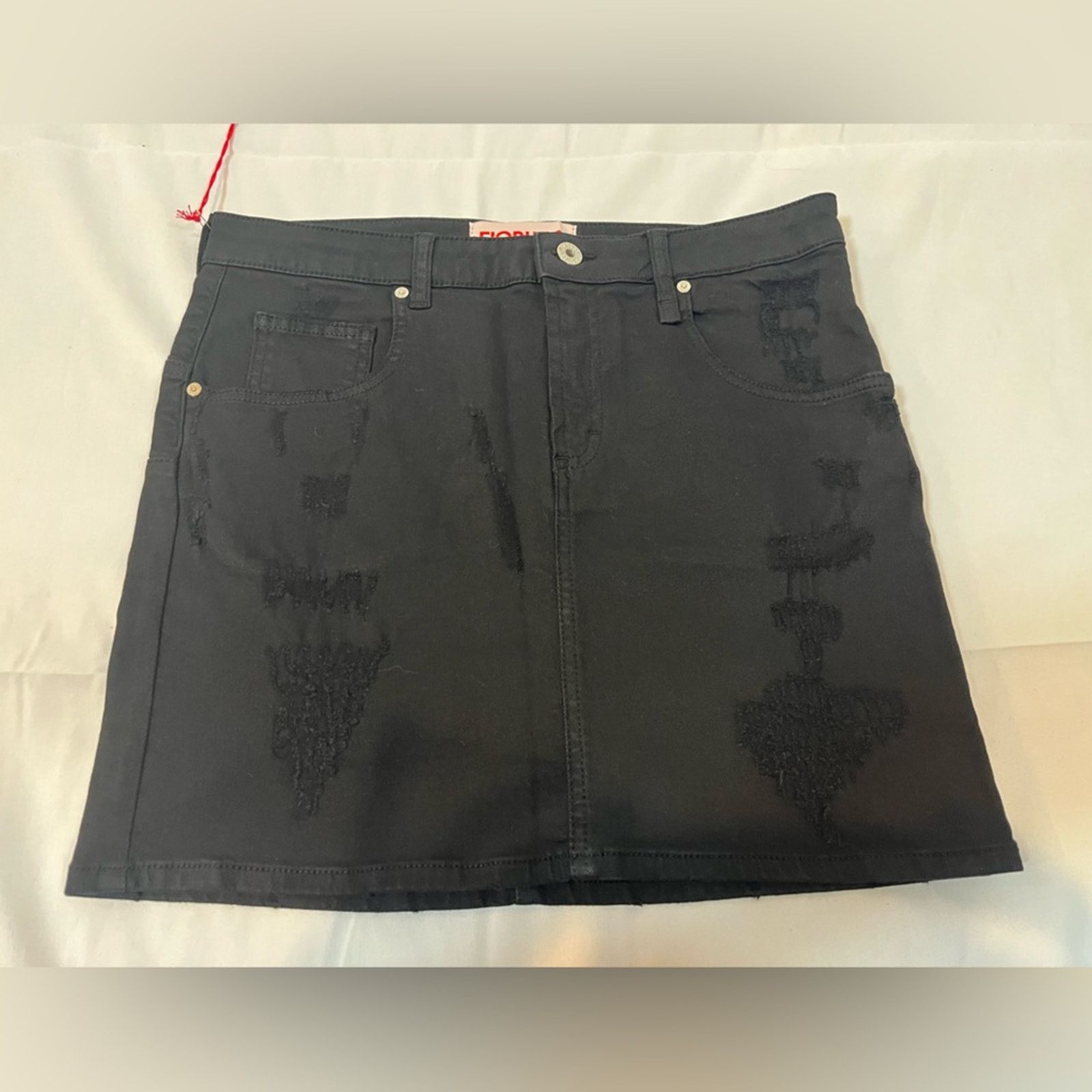 Fiorucci Fiorucci Black Distressed Mini Skirt Size 30" / US 8 / IT 44 - 2 Thumbnail
