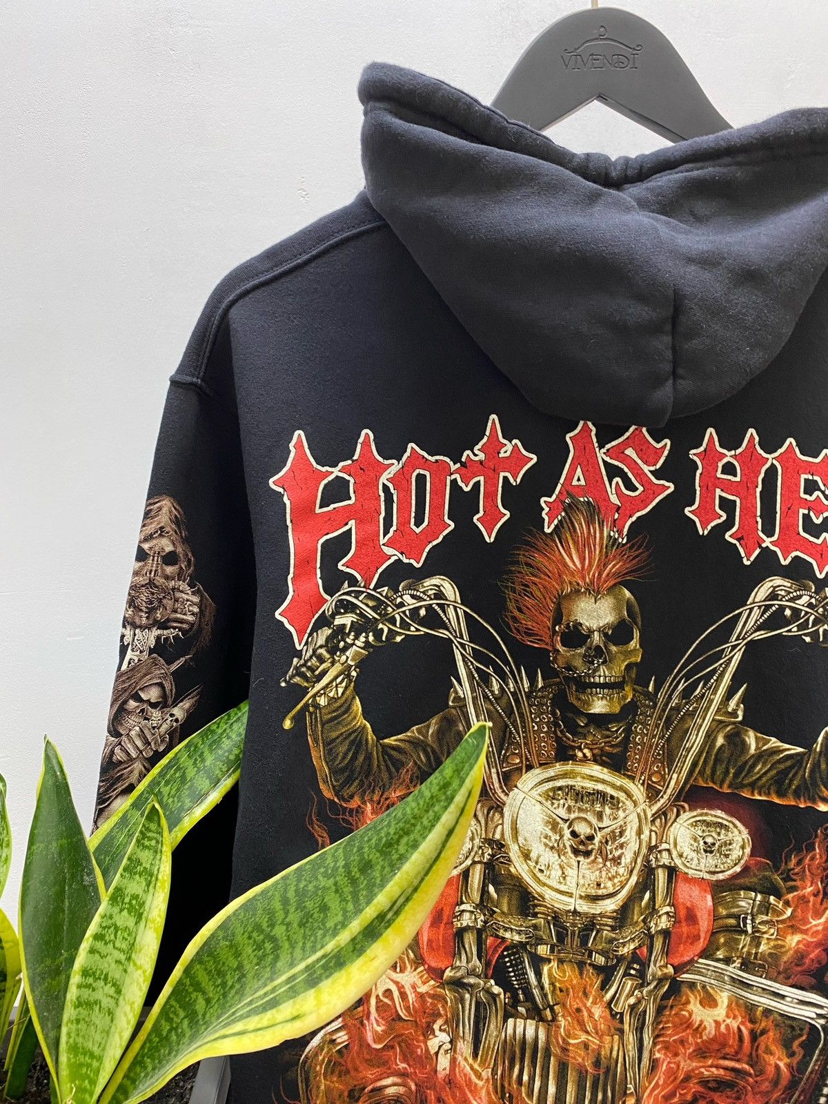 Japanese Brand × Vintage Vintage Y2K Hot AS Hell Burning Skeleton Rider Hoodie Size US L / EU 52-54 / 3 - 22 Thumbnail