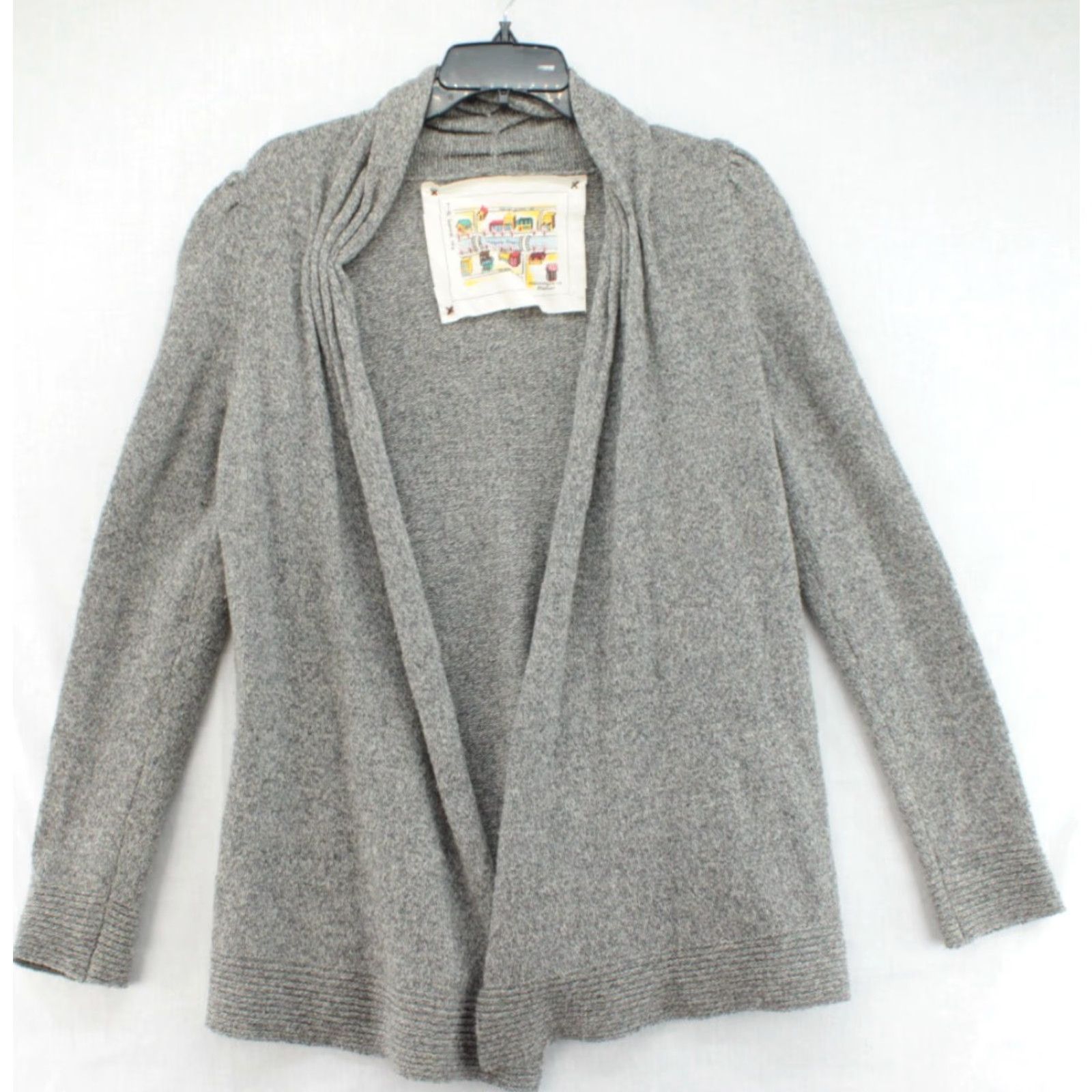 Anthropologie VINTAGE Anthropologie Meguro River Cardigan Women's Small Gray Puff Sleeve Open Sweater Size S / US 4 / IT 40 - 2 Thumbnail