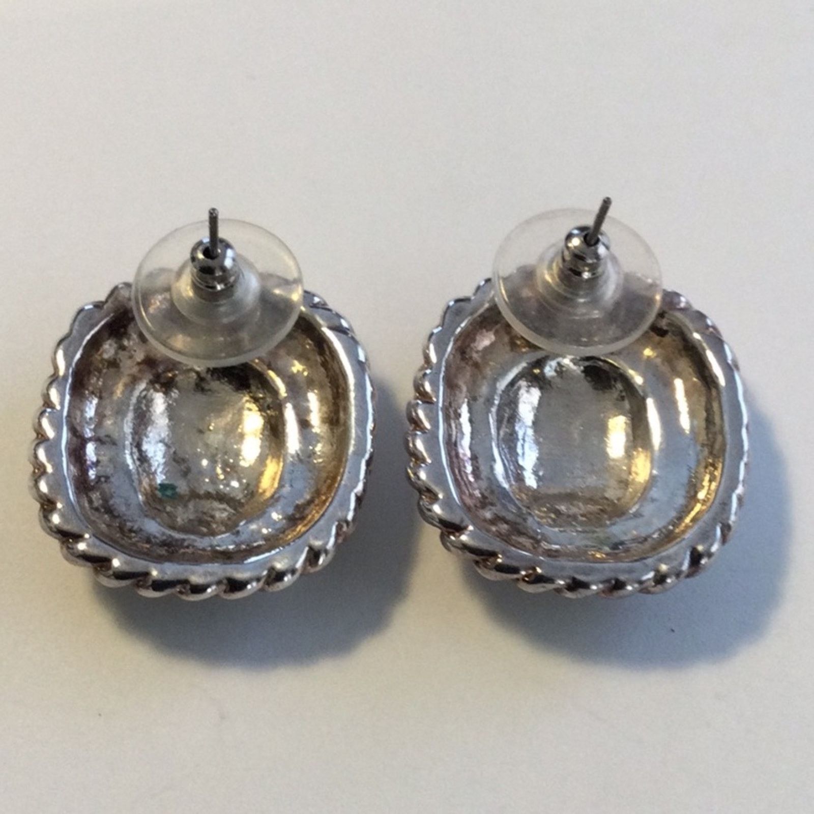 Other Vintage Silver Tone Double Rope Band Friction Back Earrings Size ONE SIZE - 10 Thumbnail
