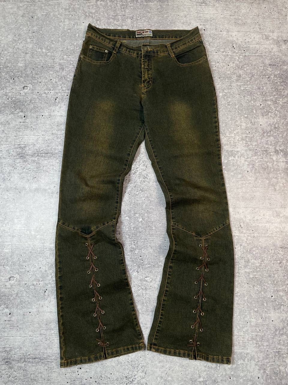 Hysteric Glamour Vintage 00s Flared Faded Cowboy Lace Denim Jeans LGB Y2K Size 34" / US 12 / IT 48 - 2 Thumbnail