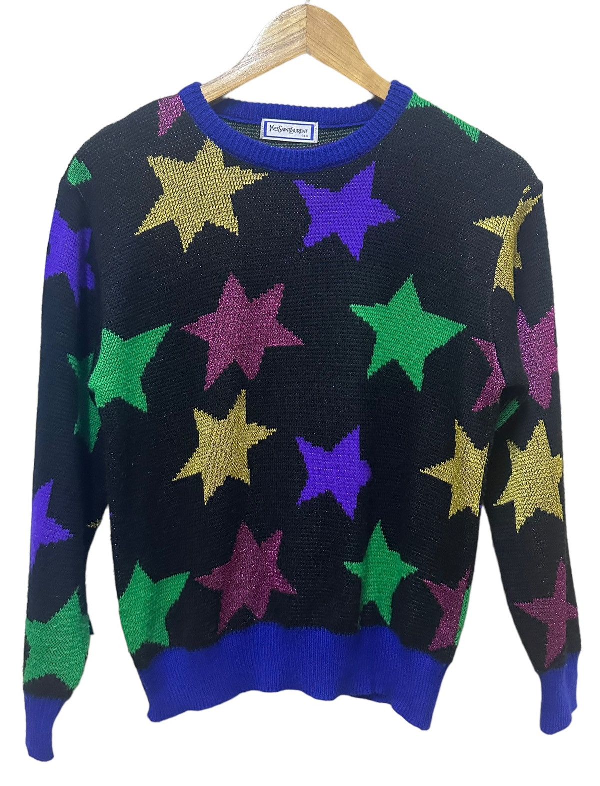 Yves Saint Laurent RARE ‼️ Ysl Multicolor Star Knitwear Size US S / EU 44-46 / 1 - 1 Thumbnail