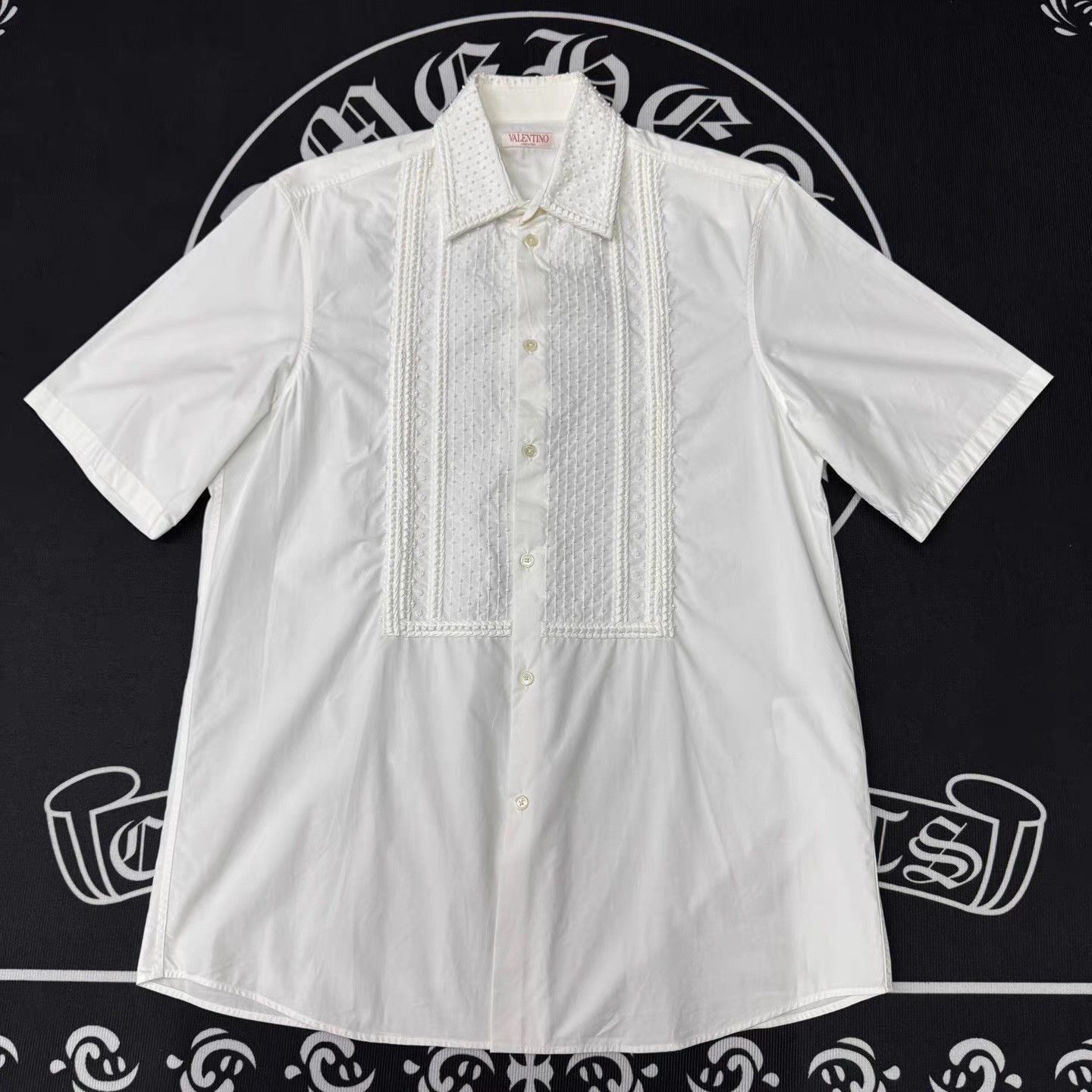 Valentino White Short Sleeve Embroidered Collar Shirt Size US L / EU 52-54 / 3 - 1 Thumbnail
