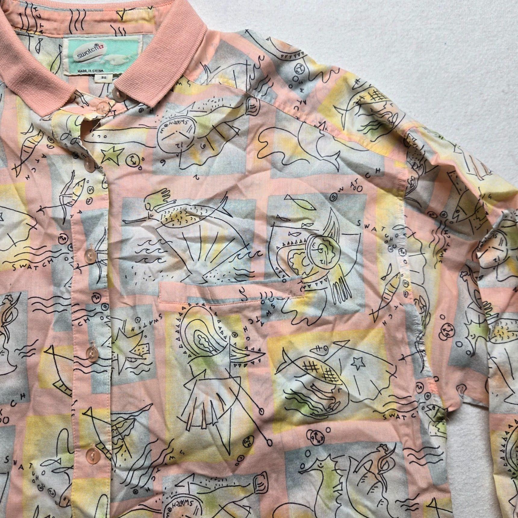 Swatch VINTAGE Swatch Button-Up Shirt Adult Women's XL Pink Solid 90s Stitch Size XL / US 12-14 / IT 48-50 - 2 Thumbnail