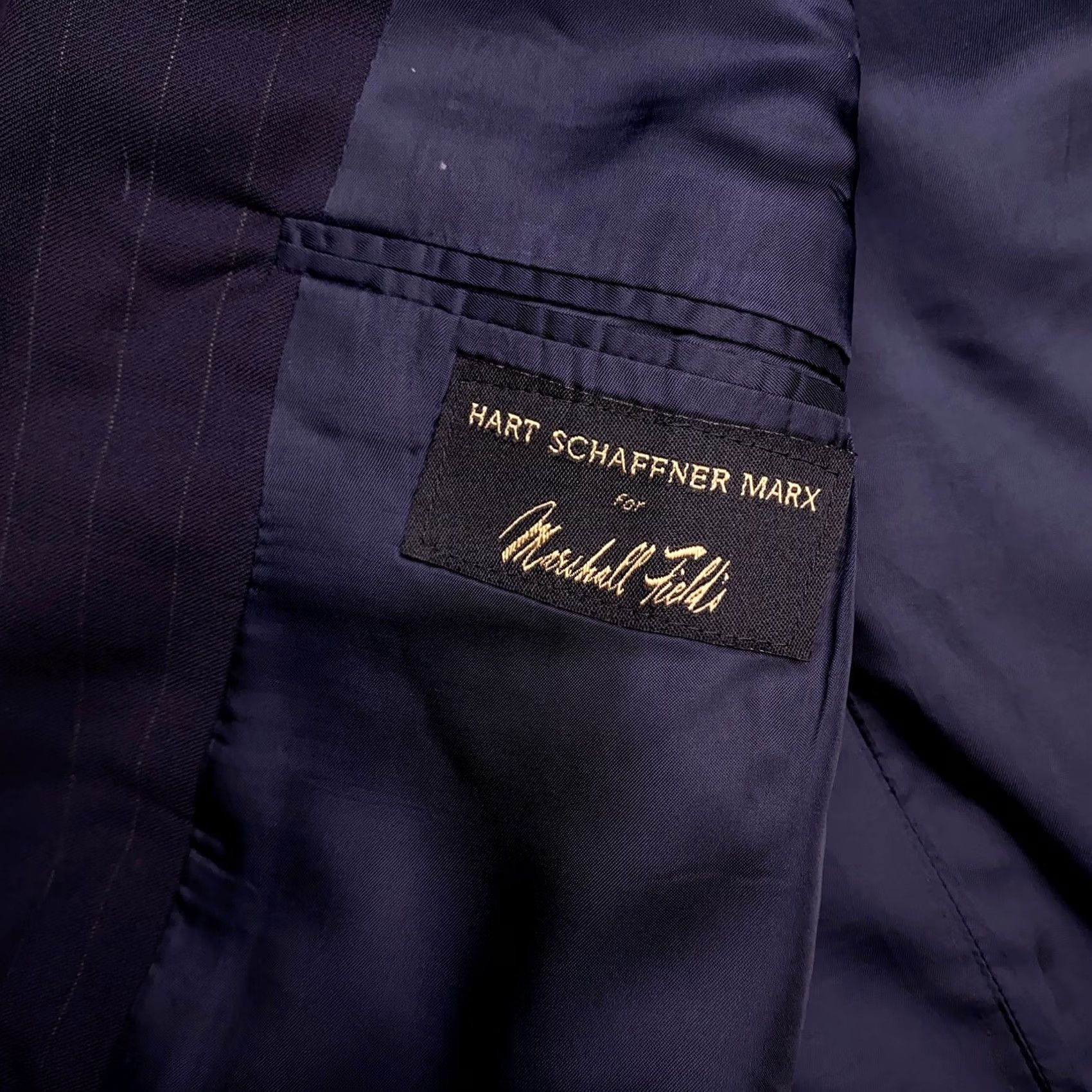 Hart Schaffner Marx Hart Schaffner Marx Suit Jacket 43R Blue Wool Striped Single-Breasted Two-Button Notch Lapel Mens Blazer Classic Vintage Premium Size 46R - 4 Thumbnail
