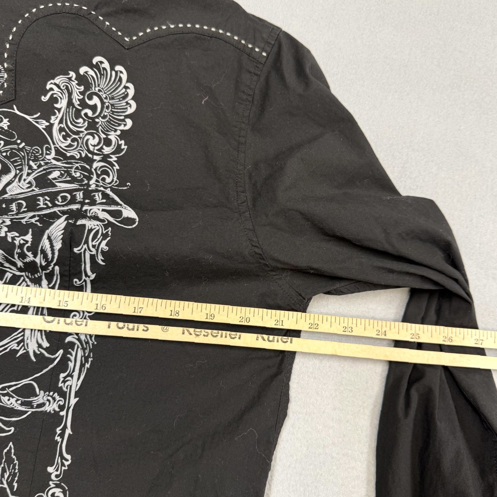 Vintage Adiktd Shirt Mens Medium Black Embroidered Western Rock Snap Button Front Size US M / EU 48-50 / 2 - 6 Thumbnail