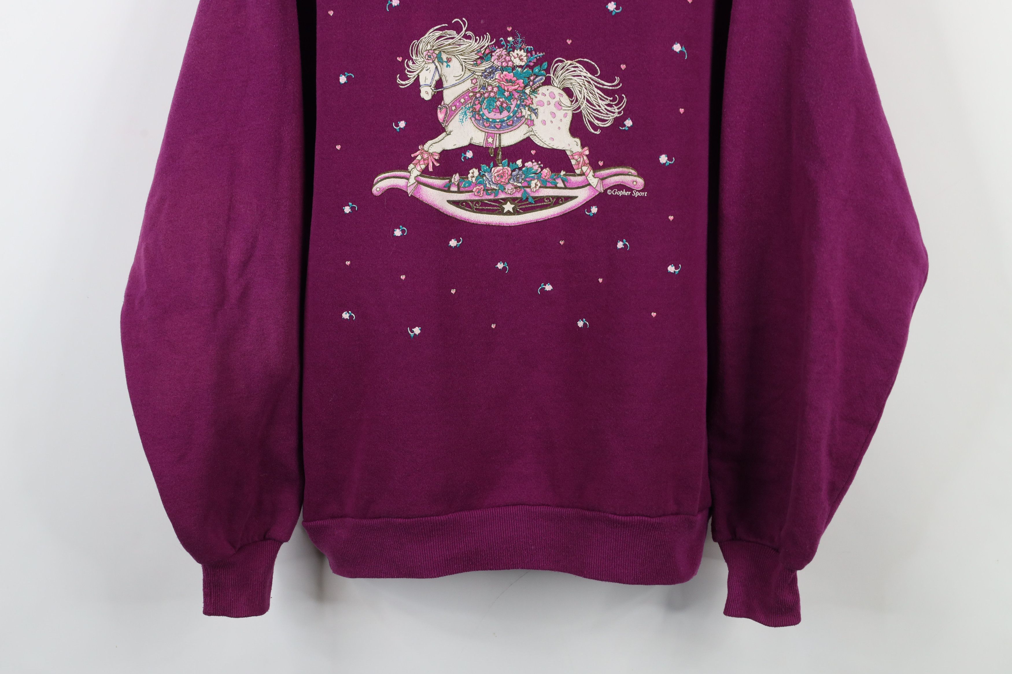 Vintage Vintage 90s Streetwear Flower Rocking Horse Sweatshirt USA Size L / US 10 / IT 46 - 3 Thumbnail