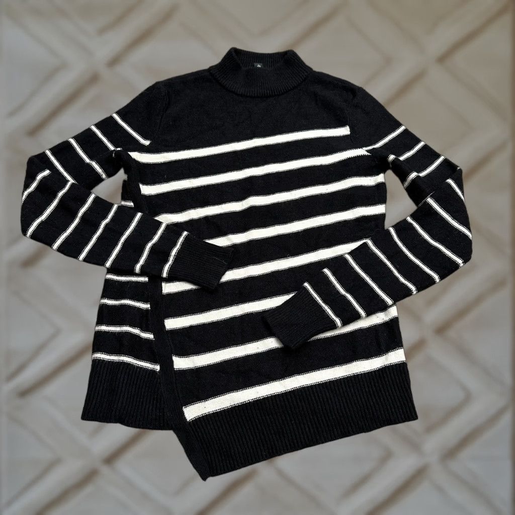 AQUA Aqua Pullover Sweater Womens XS Black White Striped Mock Neck Size XS / US 0-2 / IT 36-38 - 1 Thumbnail