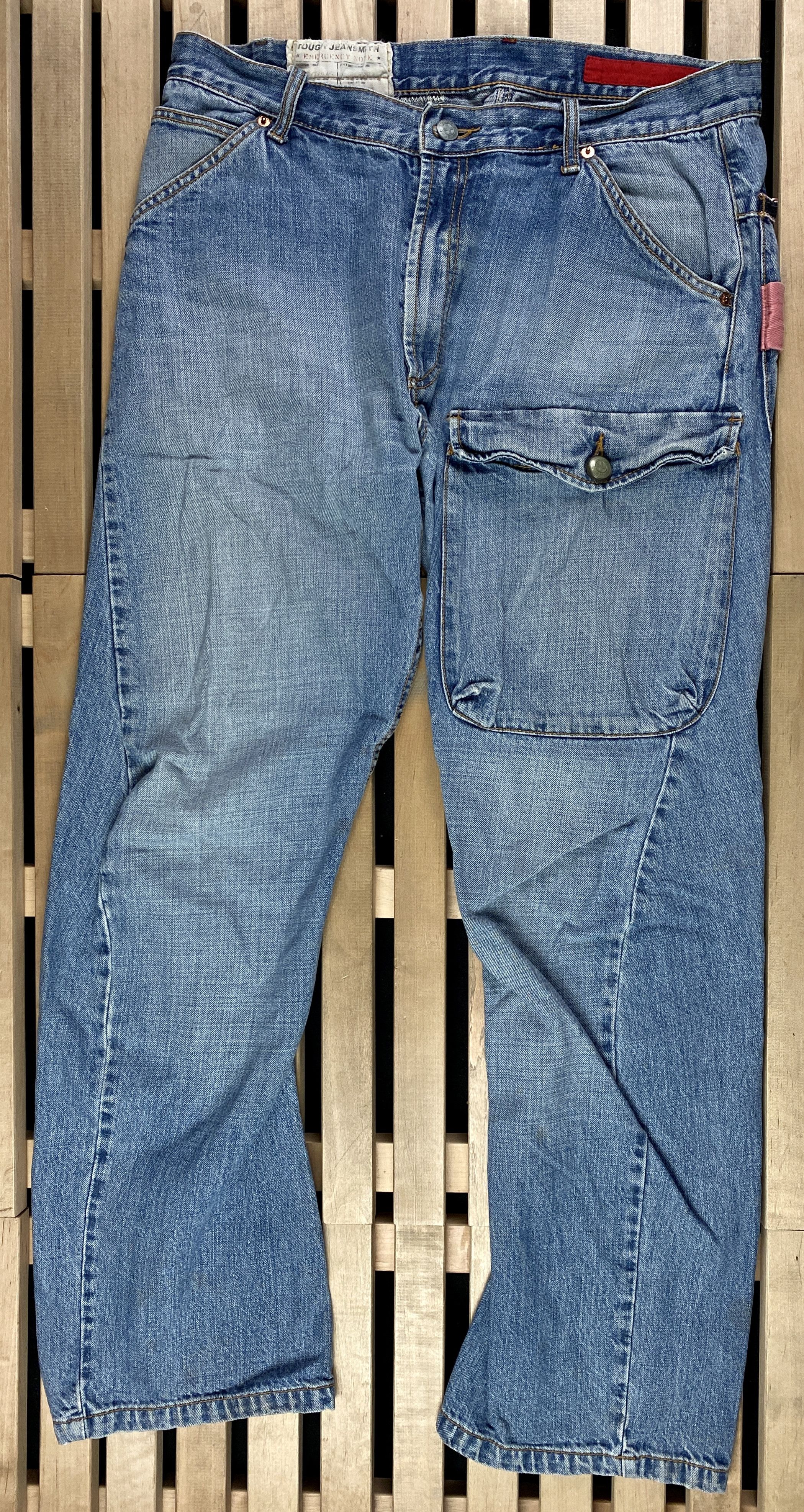 image of Avant Garde Men’S Denim Pants Design By Tough Jeansmith Size 33 in Blue, Men's