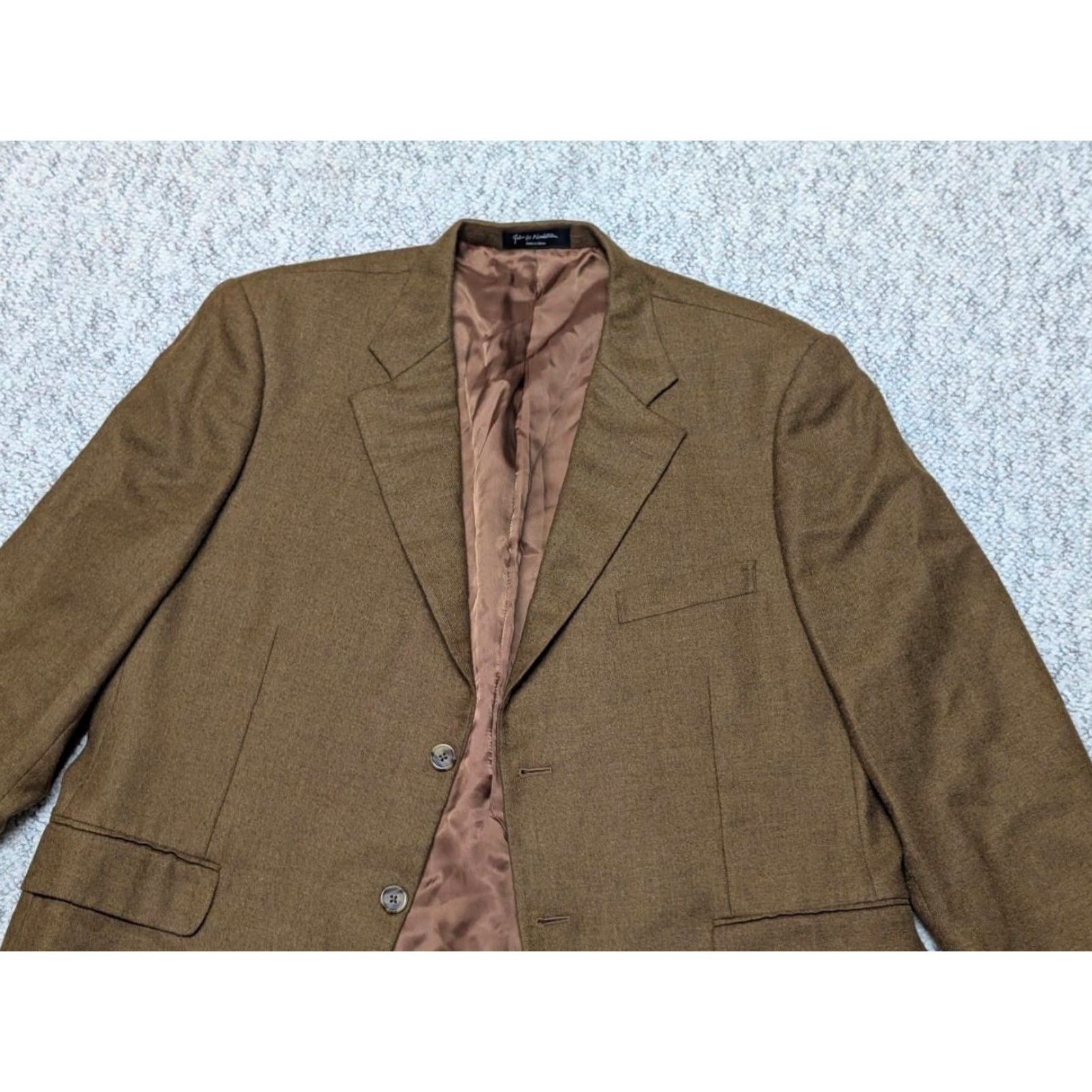 Loro Piana VINTAGE LORO PIANA nordstrom CASHMERE blazer 46S golden brown SPORTSCOAT jacket Size 46R - 7 Thumbnail