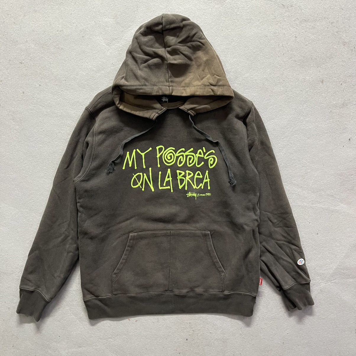 Stussy Stüssy × Champion “My Posse’s On La Brea” Hoodie (2000s) Size US L / EU 52-54 / 3 - 1 Thumbnail
