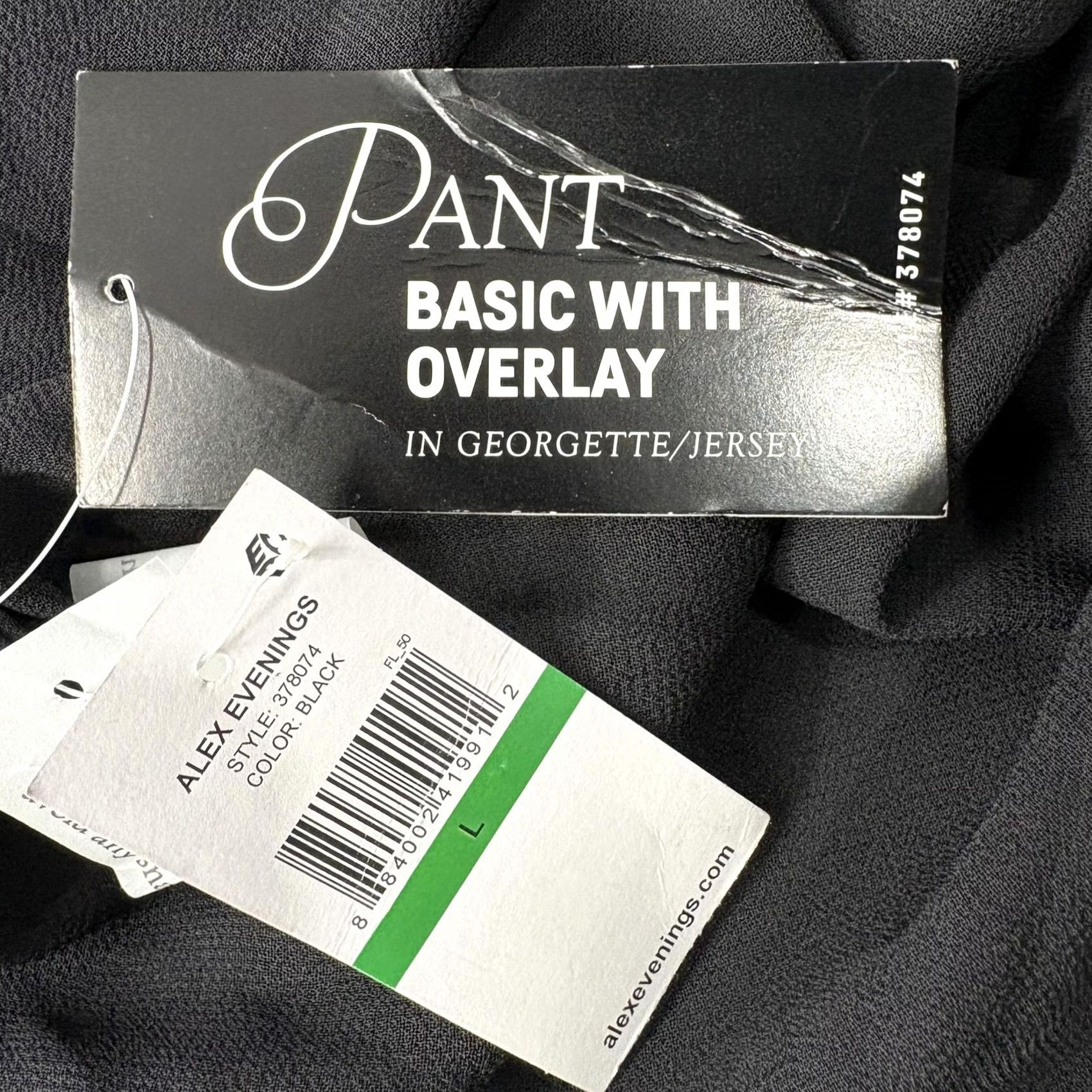 Alex Evenings Alex Evenings Dress Pants Womens L Black Chiffon Overlay Wide-Leg Formal NWT Size 36" / US 14 / IT 50 - 4 Thumbnail