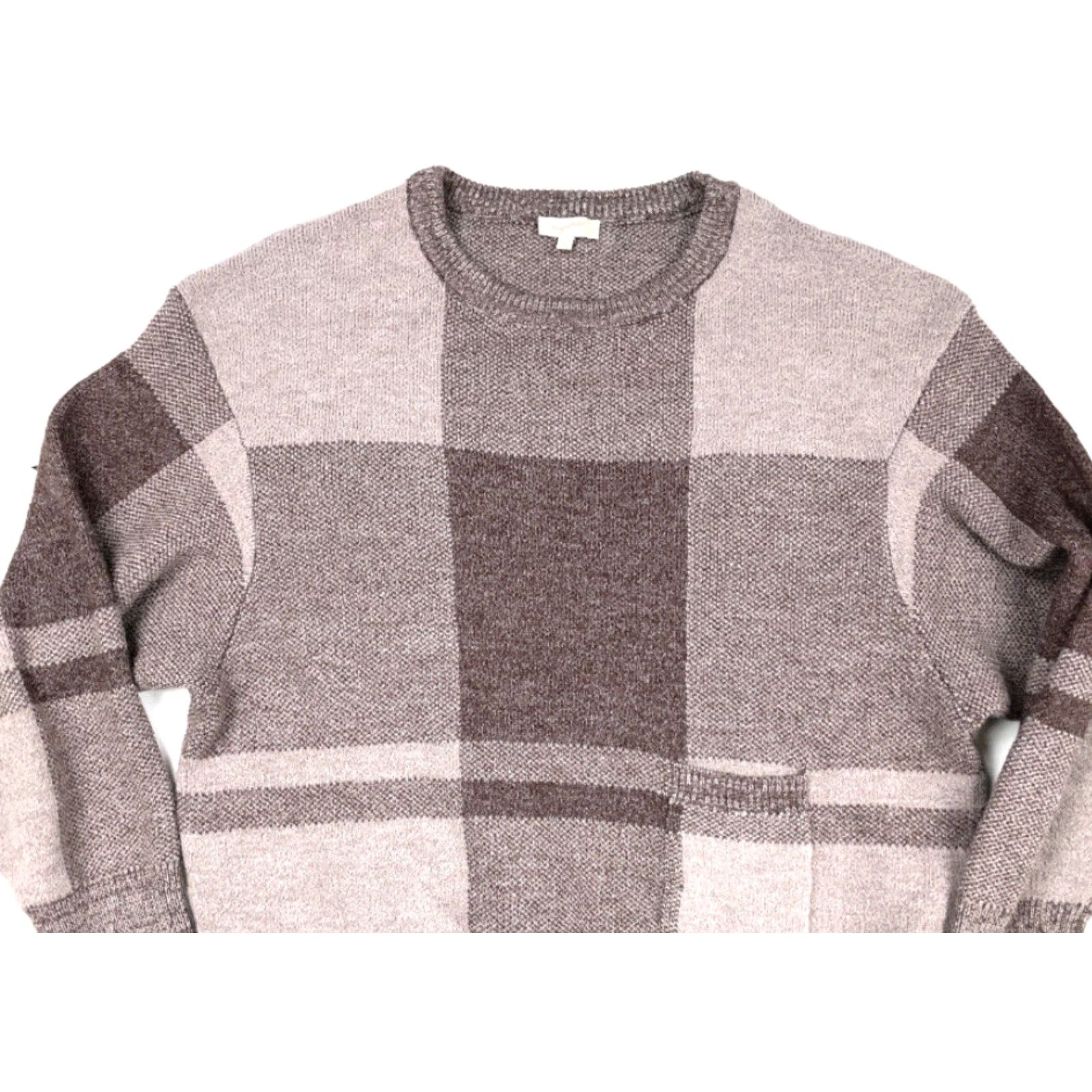Vintage Mystree Pullover Sweater Brown Check Pocket Crew Neck Long Sleeve Women L Vintage No Size L / US 10 / IT 46 - 3 Thumbnail