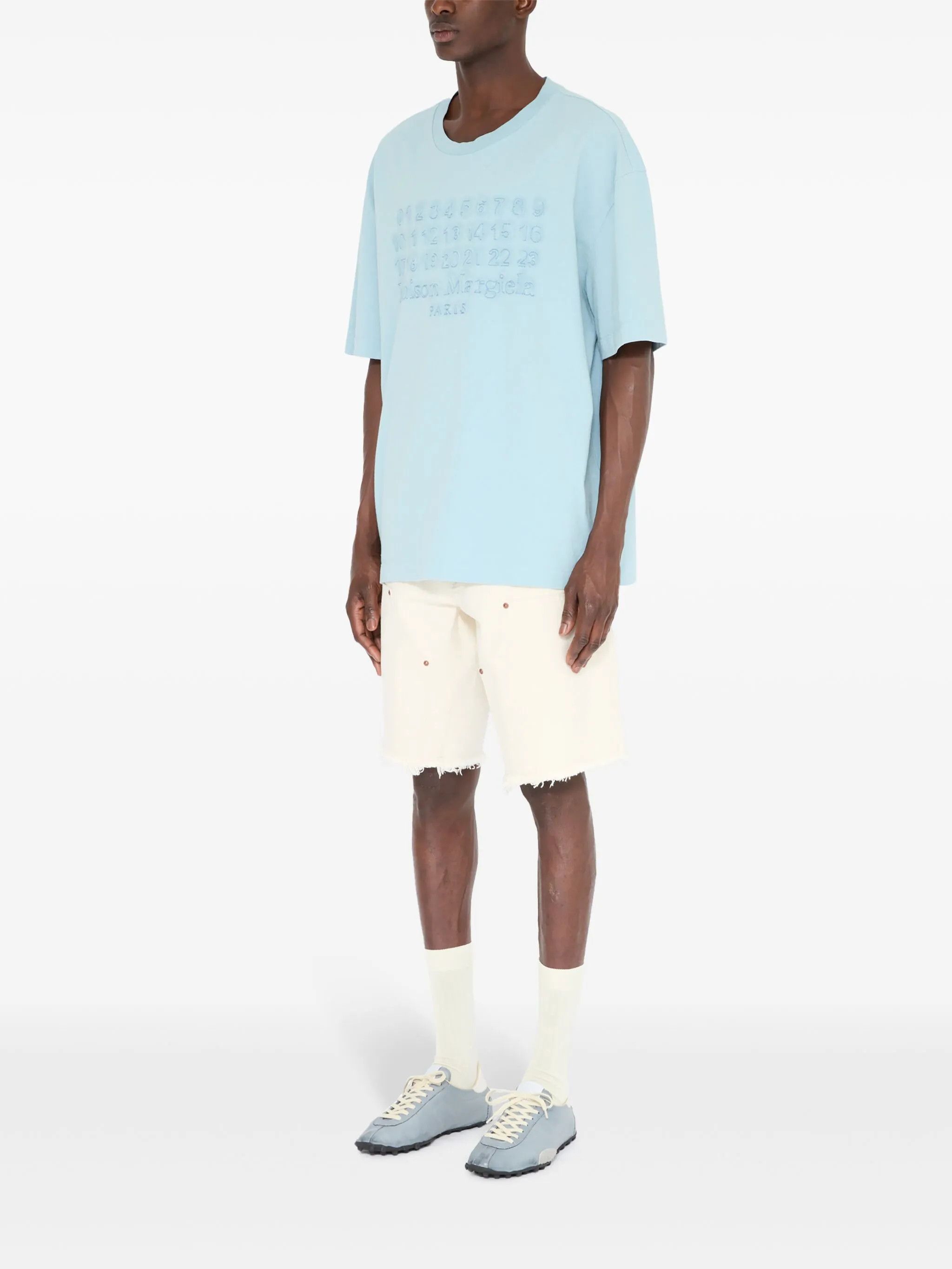 Maison Margiela o1w1db10226 Numbers Motif T-Shirt in Light Blue Size US M / EU 48-50 / 2 - 6 Thumbnail
