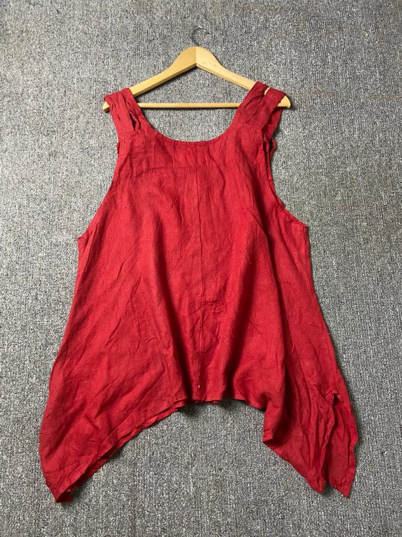 Japanese Brand Sarah Santos Linen Hem Tank Top (180) Size M / US 6-8 / IT 42-44 - 2 Thumbnail