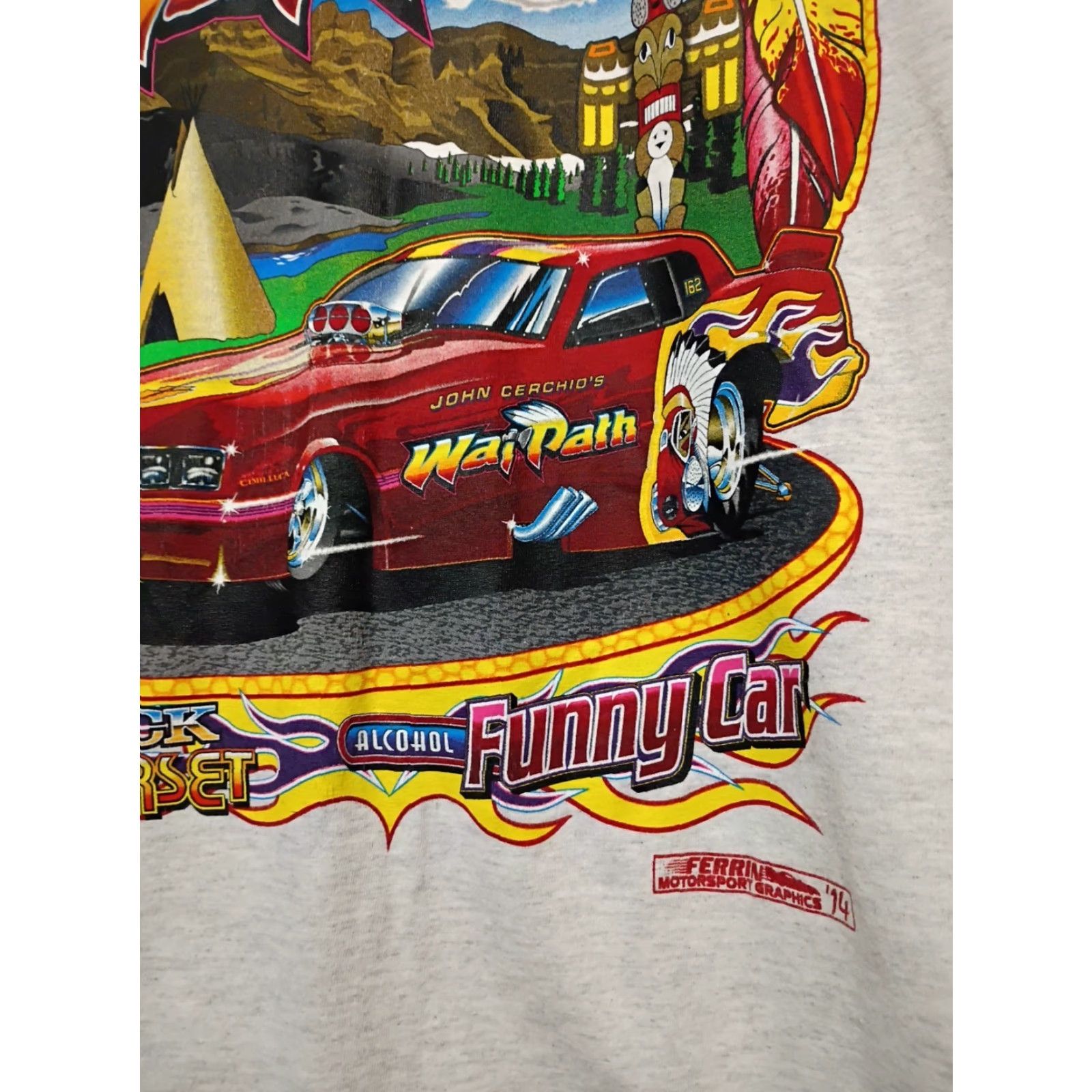 Gildan VINTAGE Warpath Ferrin Motorsports John Cerchio T-shirt XL Gray Mens Car Nascar Drag Tee Size US XL / EU 56 / 4 - 2 Thumbnail