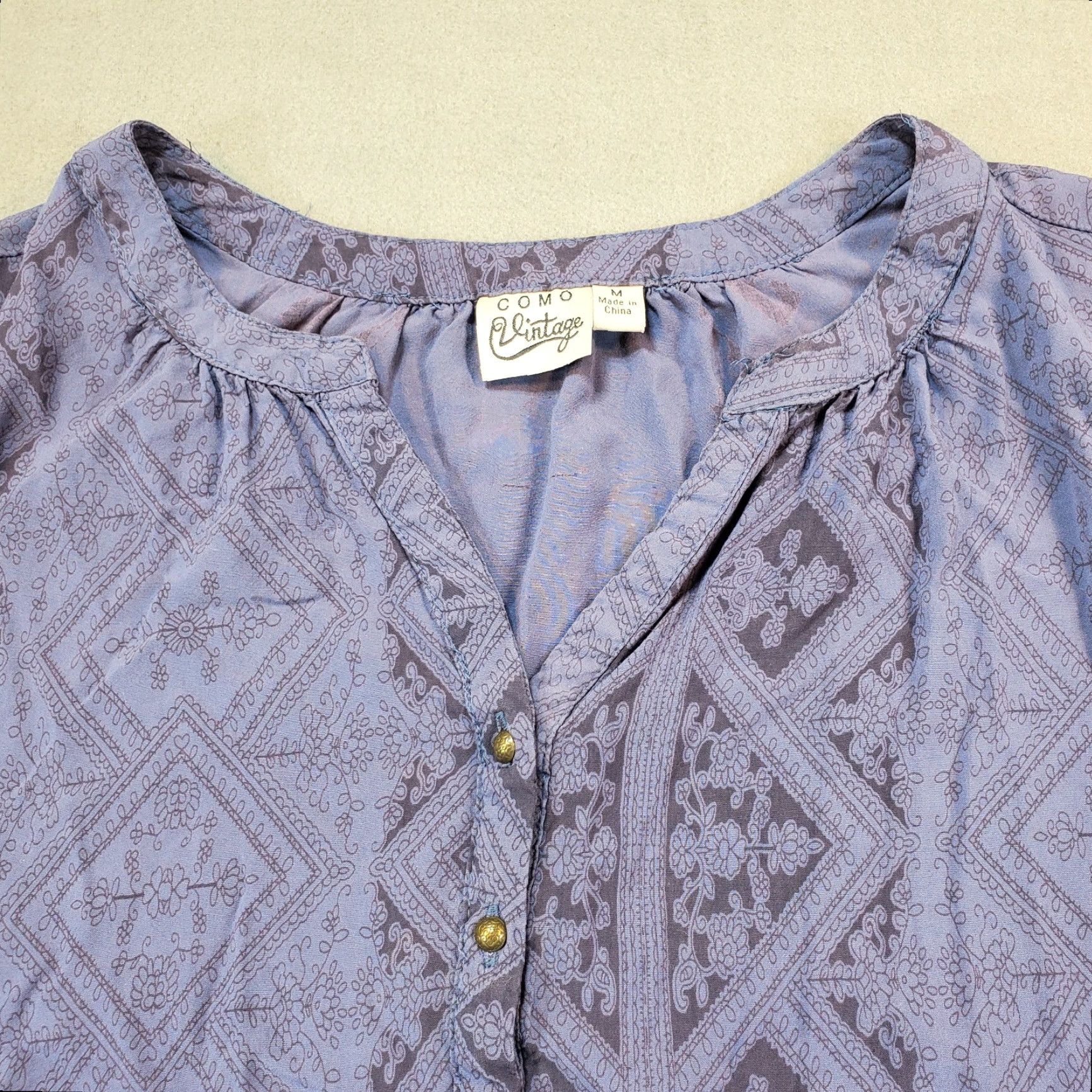 Vintage VINTAGE COMO Blue Boho Loose Top Medium Peasant Blouse Shirt Size M / US 6-8 / IT 42-44 - 7 Thumbnail