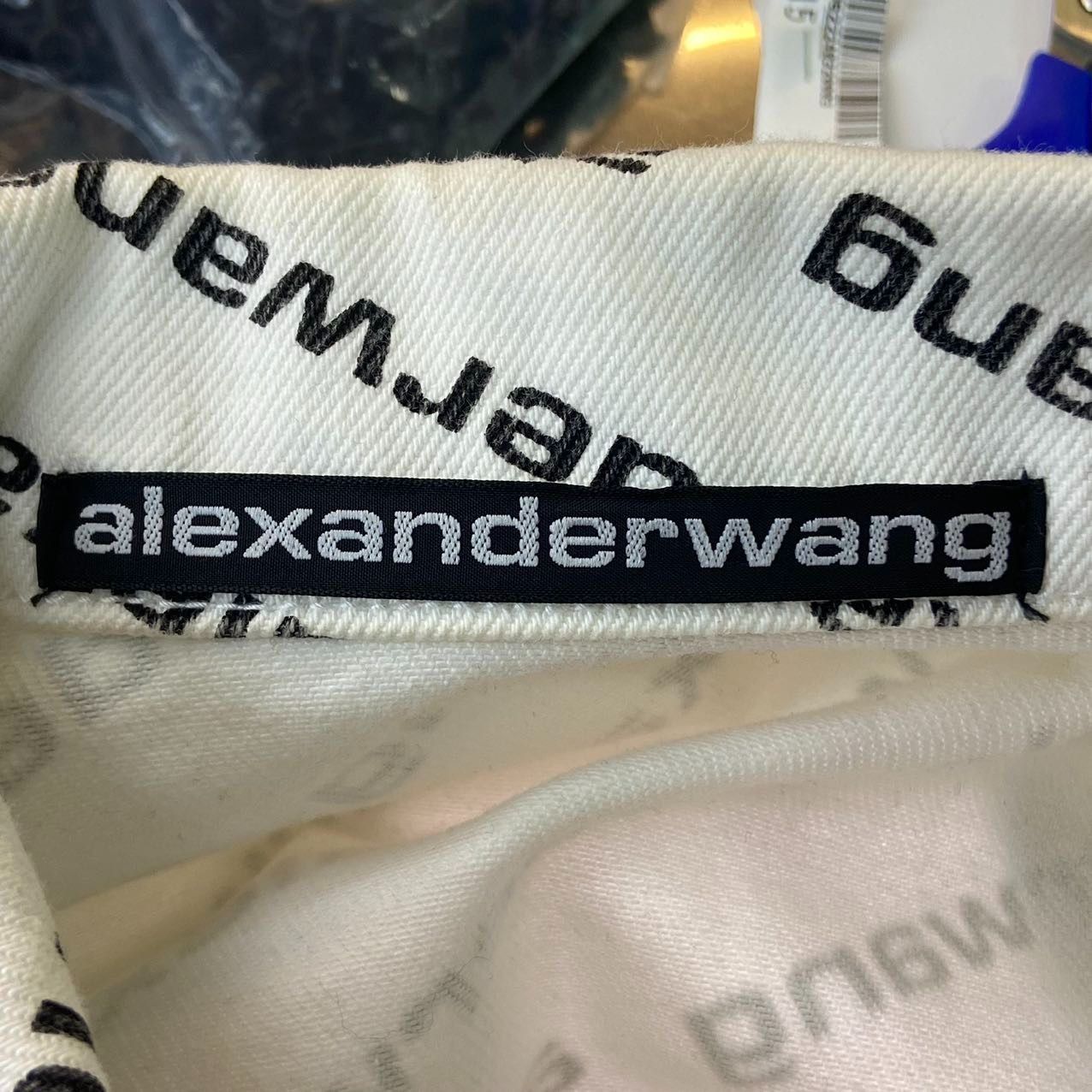Alexander Wang Alexander Wang White Logo-Print Back-Drape Bomber Jacket (Si Size US XS / EU 42 / 0 - 2 Thumbnail