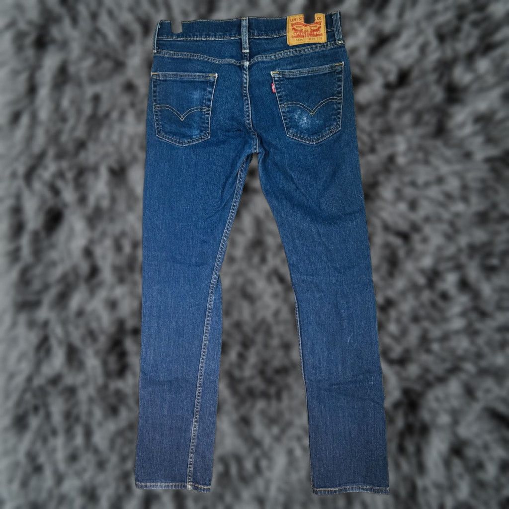 Levi's Levi's 513 Slim Straight Jeans Mens 29x32 Blue Medium Wash Denim Stretch Pocket Zipper Logo 5-Pocket - Regular Inseam 32" Casual Straight Fit Jeans Size US 29 - 1 Thumbnail