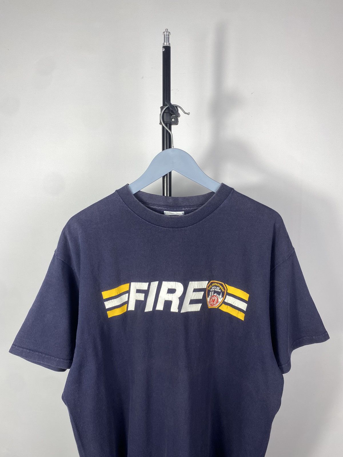 Lee × Vintage Vintage 90s Lee faded Fire New York KEEP BACK 200FT T shirt Size US L / EU 52-54 / 3 - 4 Thumbnail