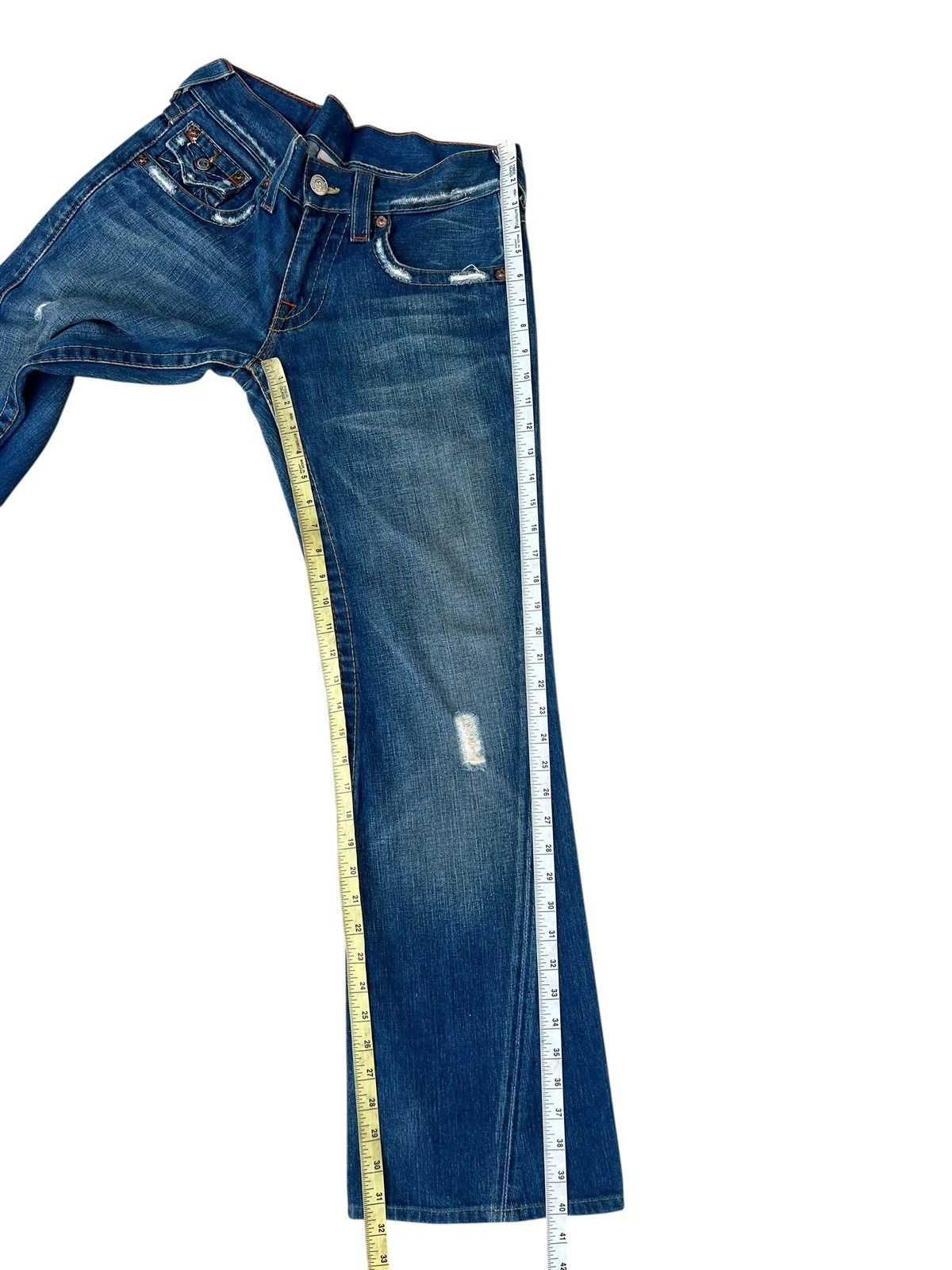 True Religion Vintage 2000s True Religion JOEY Distress Denim Flare Jeans Size US 30 / EU 46 - 6 Thumbnail