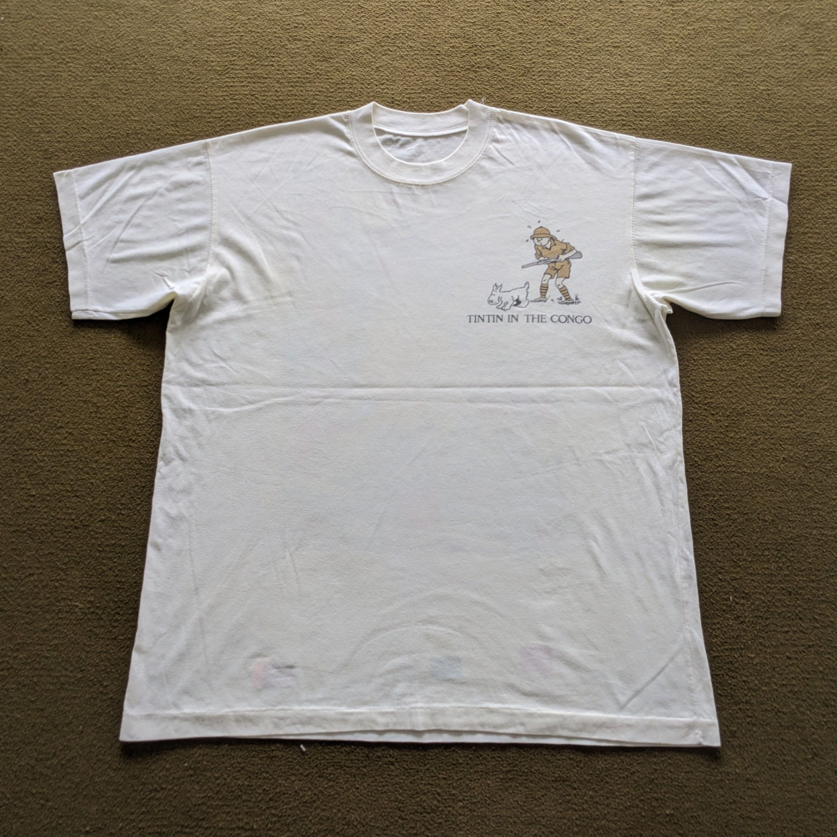 Vintage Vintage 90's Tintin In The Congo American Cartoon T-shirt Size US XL / EU 56 / 4 - 3 Thumbnail