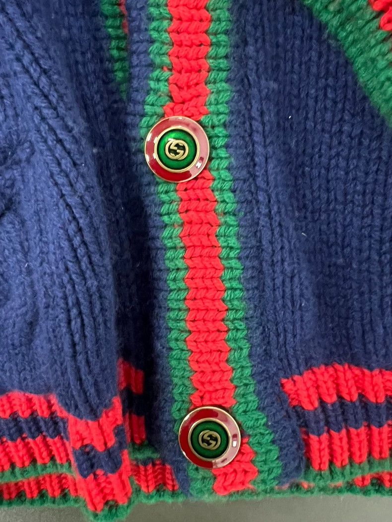 Gucci Gucci Red and green striped Logo button cardigan sweater 25 Size US S / EU 44-46 / 1 - 3 Thumbnail