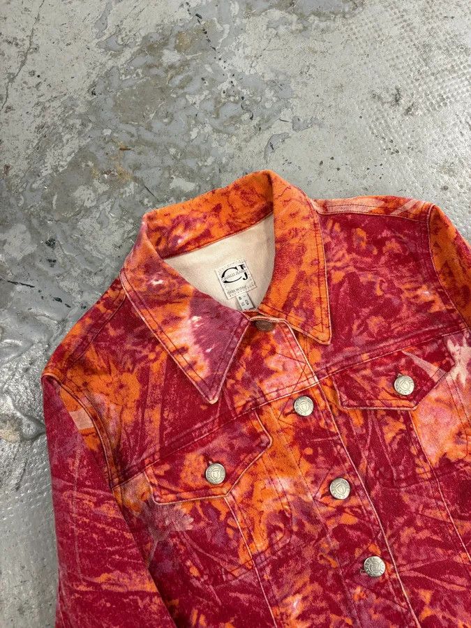 Roberto Cavalli 2000s Cavalli Orange Fire Denim Jacket Size S / US 4 / IT 40 - 5 Thumbnail