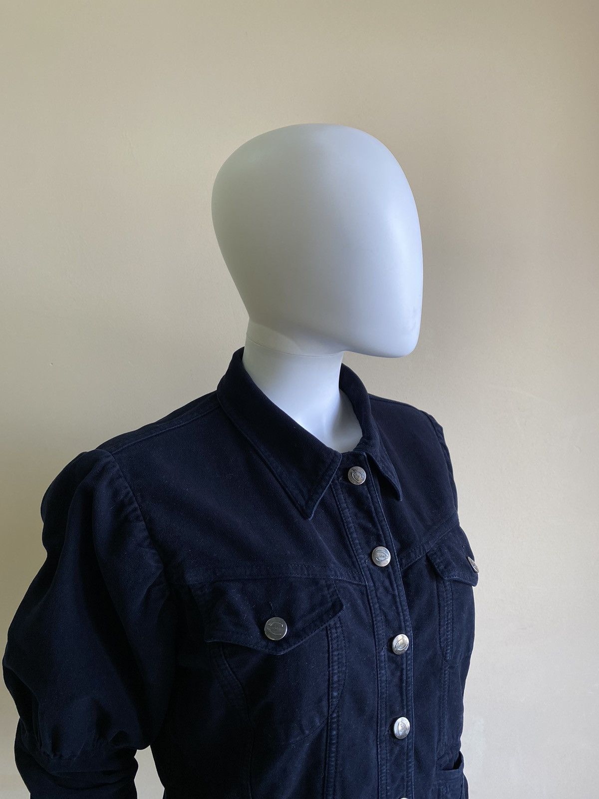 Just Cavalli Just Cavalli Velour Dark Blue Button Up Jacket Size S-M Size S / US 4 / IT 40 - 3 Thumbnail