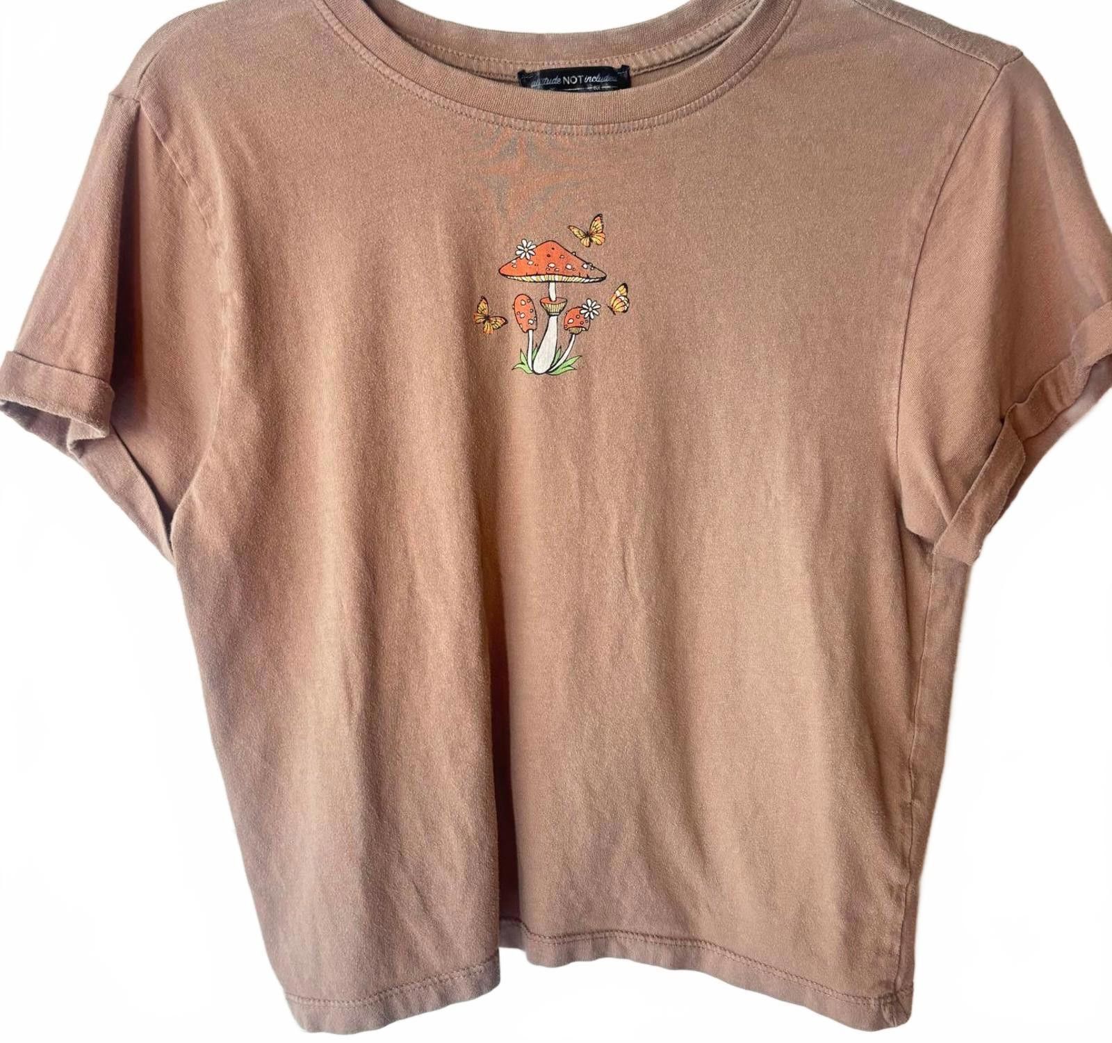 Other Cute Mushroom & Butterfly Graphic Women's Crop T-Shirt Size S / US 4 / IT 40 - 1 Thumbnail