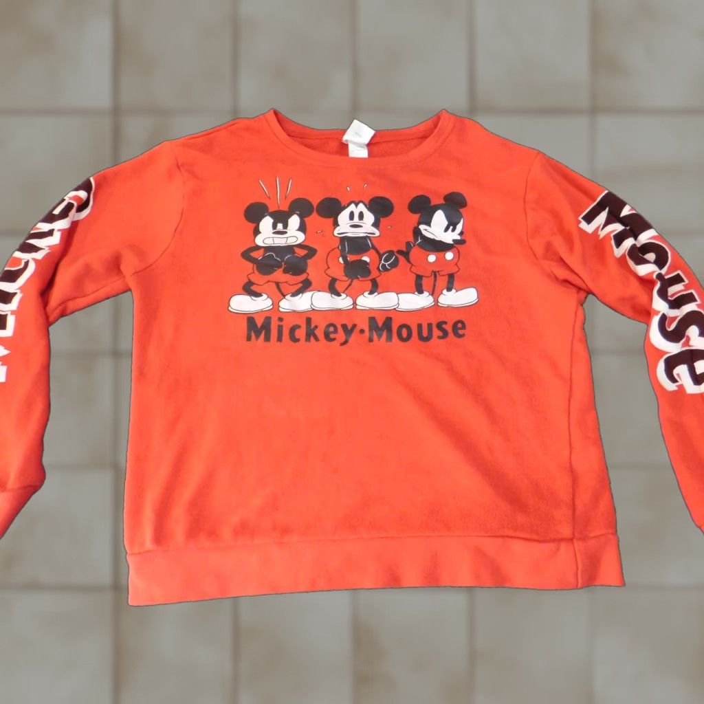 Disney Disney Mickey Mouse Womens Sweater Large Red Crewneck Pullover Knit Cotton Polyester Stretch Size L / US 10 / IT 46 - 1 Thumbnail
