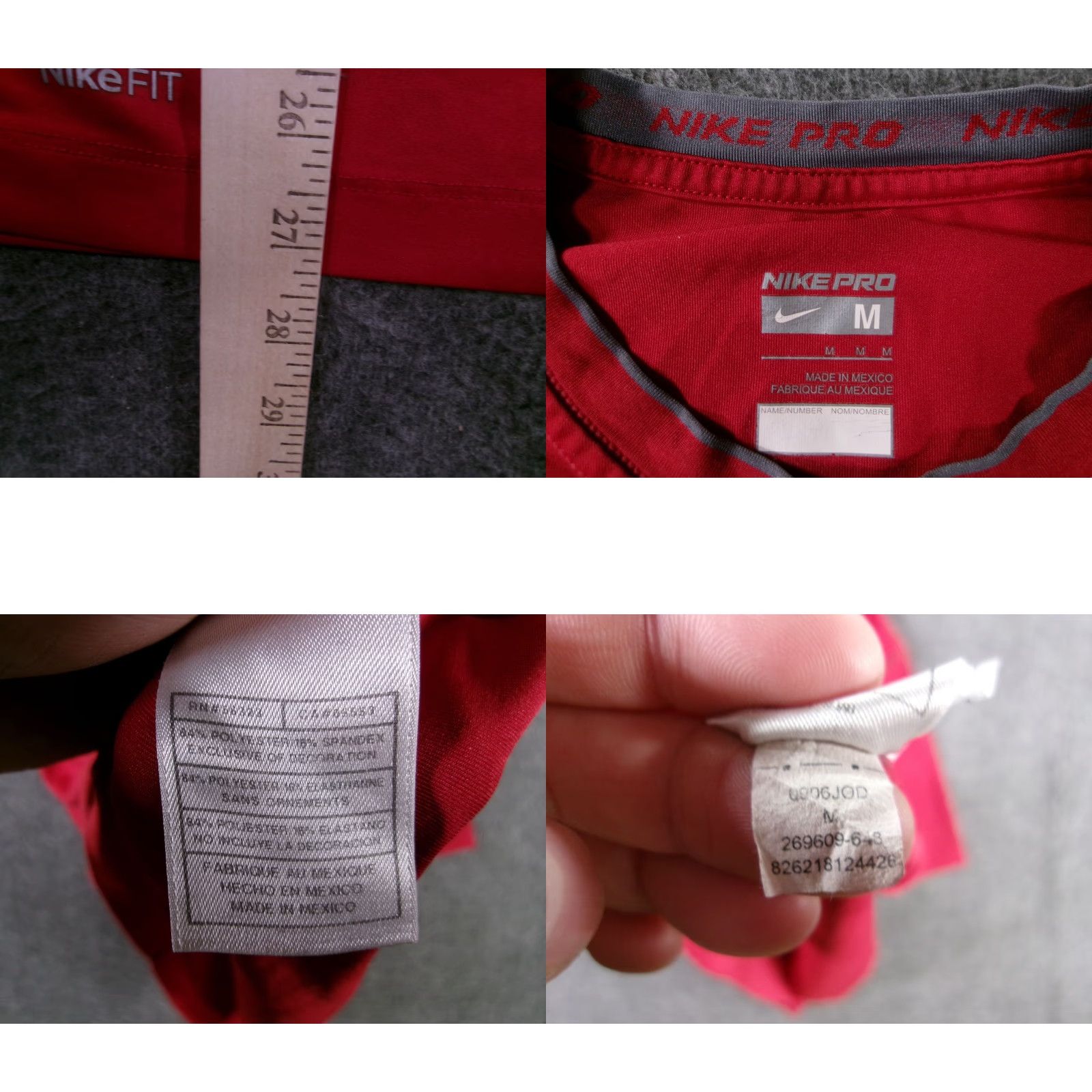 Nike Nike Pro Shirt Mens M Red Short Sleeve Dri Fit Compression Training Athletic Top Size US M / EU 48-50 / 2 - 8 Thumbnail