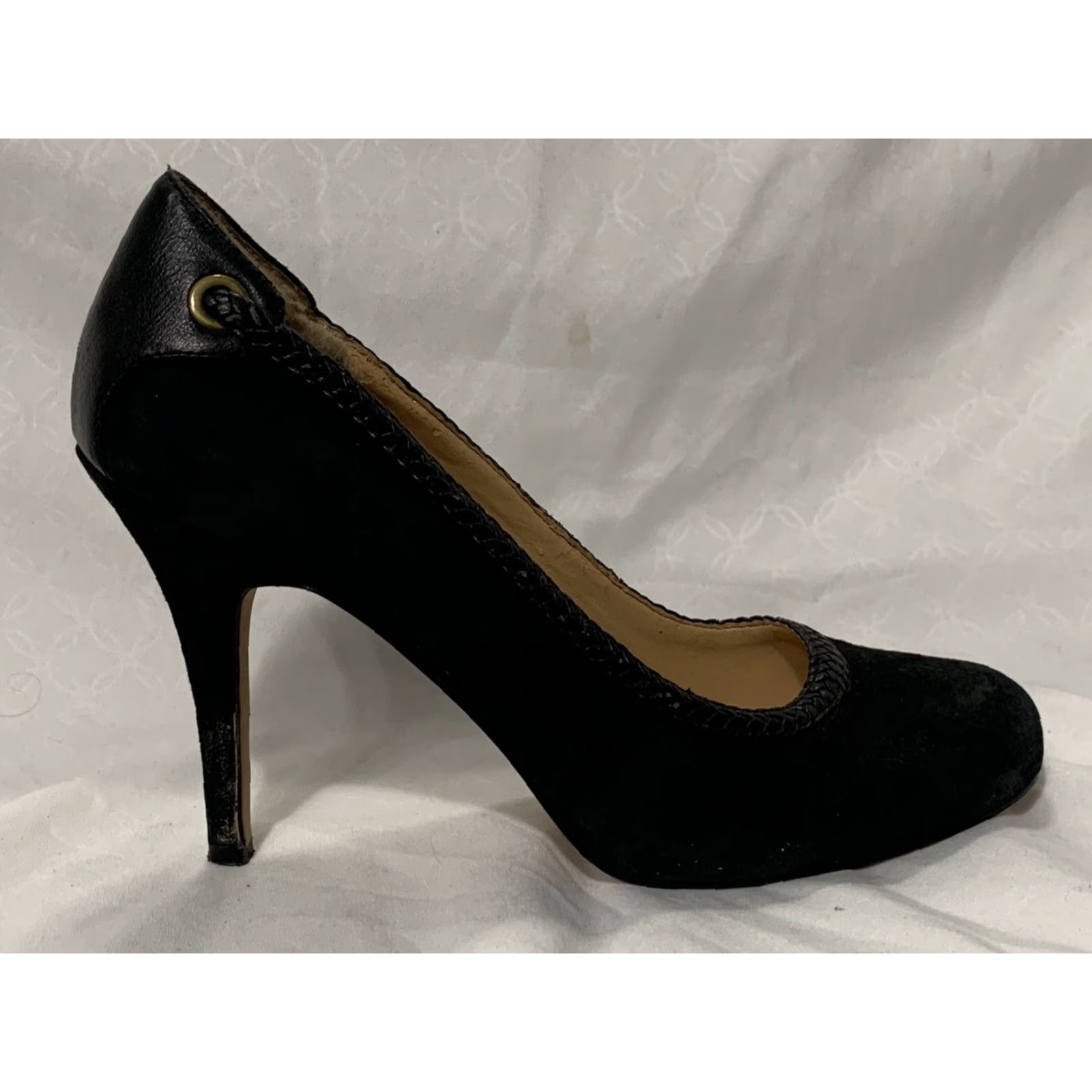 Vintage Circa Joan & David Black Suede Heels Sz 8 GUC Women High Heels Leather Size US 8 / IT 38 - 2 Thumbnail