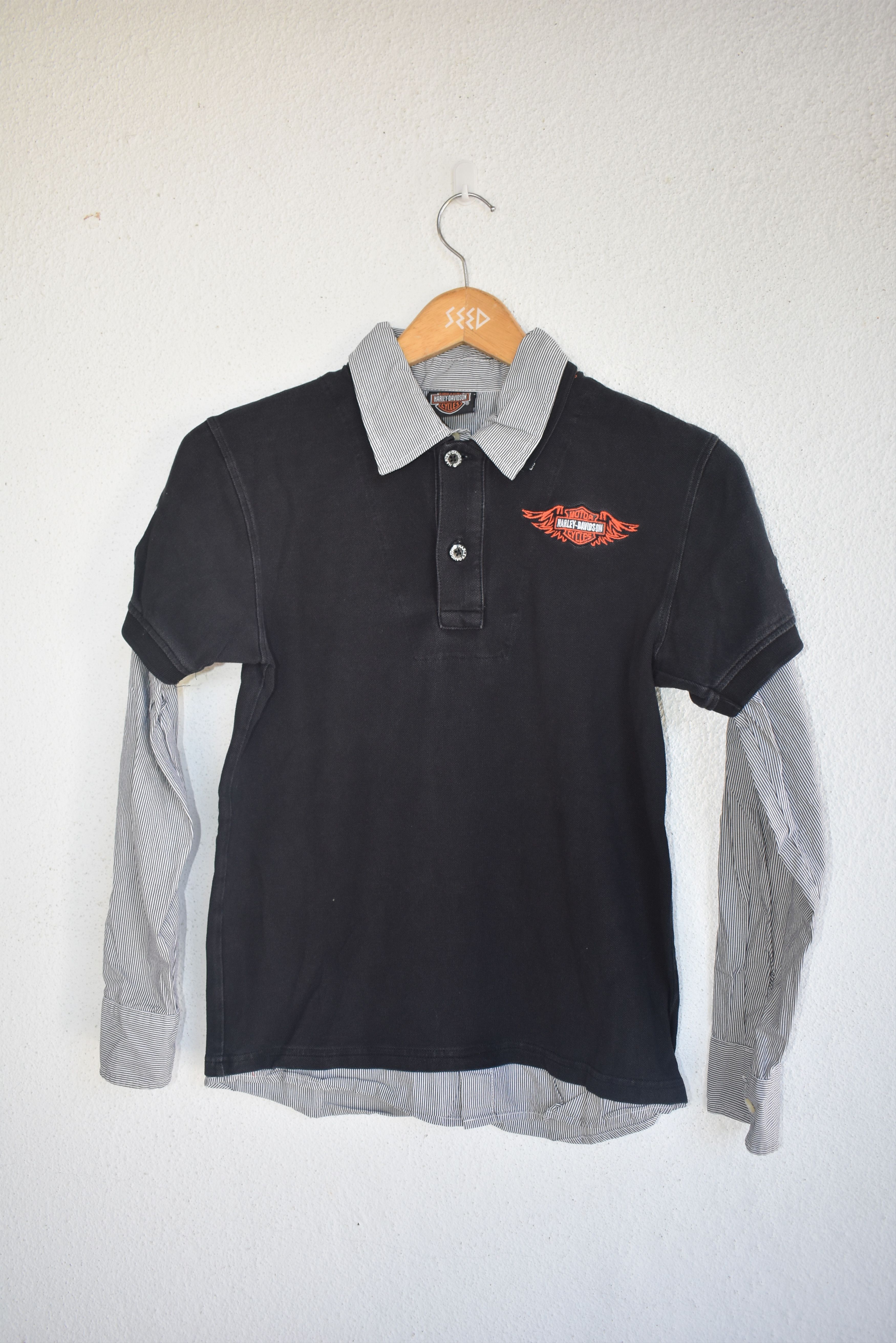 Harley Davidson × Vintage Vintage Harley Davidson Embroidery Logo Long Sleeve T-shirt Size S / US 4 / IT 40 - 1 Thumbnail