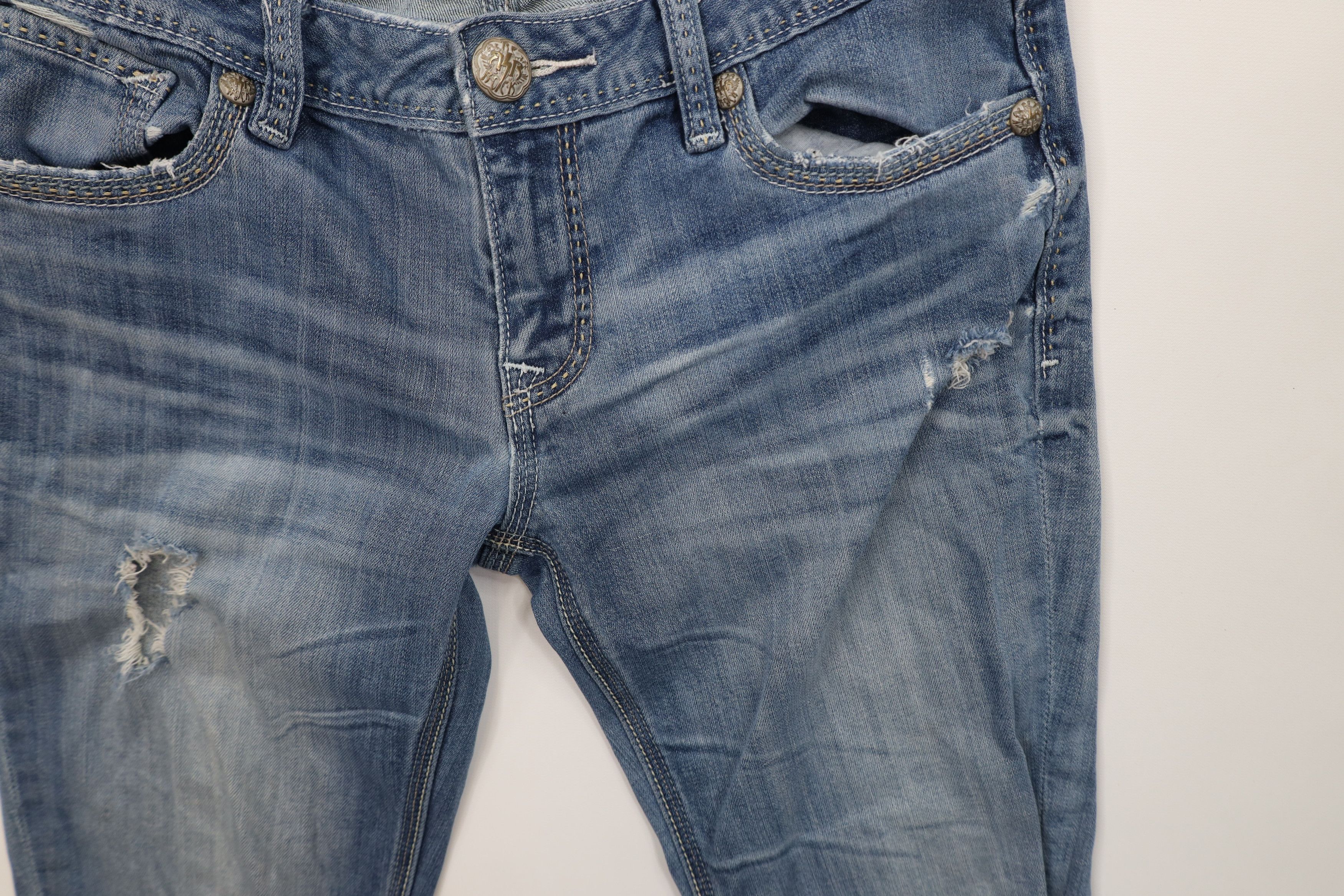 Vintage Express Rerock Stretch Skinny Crop Denim Jeans Blue Size 28" / US 6 / IT 42 - 8 Thumbnail