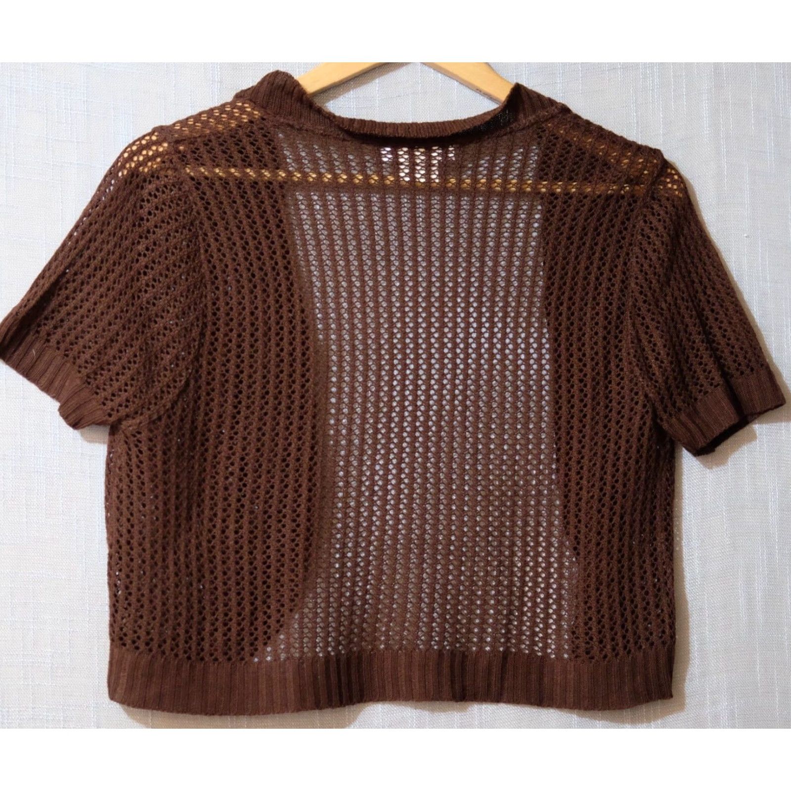 Vintage Earth Song Nwot! Crochet Open Front Cardigan Sweater Brown Women's L Cardigan Open Front Brown Crochet Cardigan Women's L Earth Song Nwot! Size L / US 10 / IT 46 - 4 Thumbnail