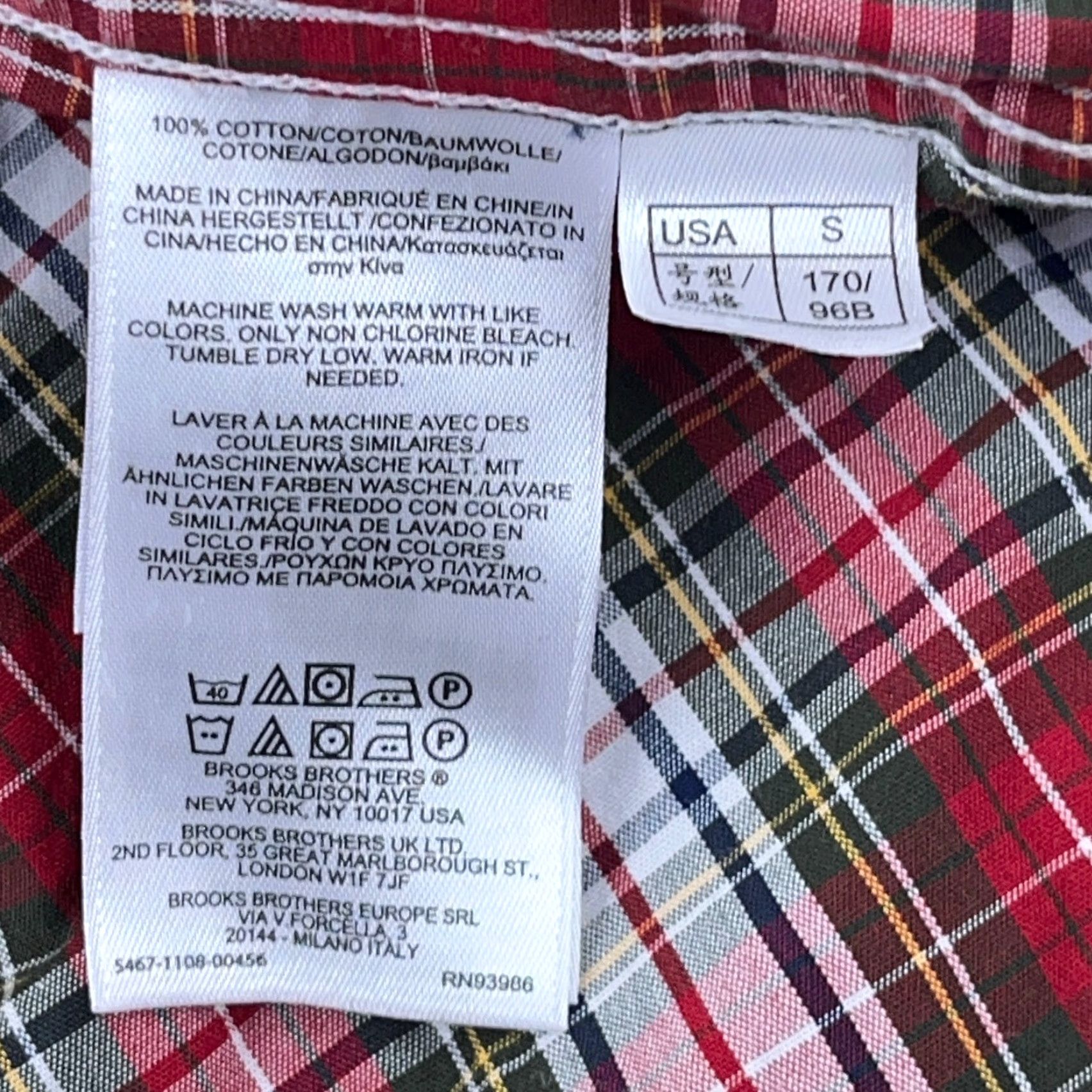 Brooks Brothers Brooks Brothers Shirt Adult Small Red Plaid Button-Up Oxford Cloth Mens Size 36R - 5 Thumbnail